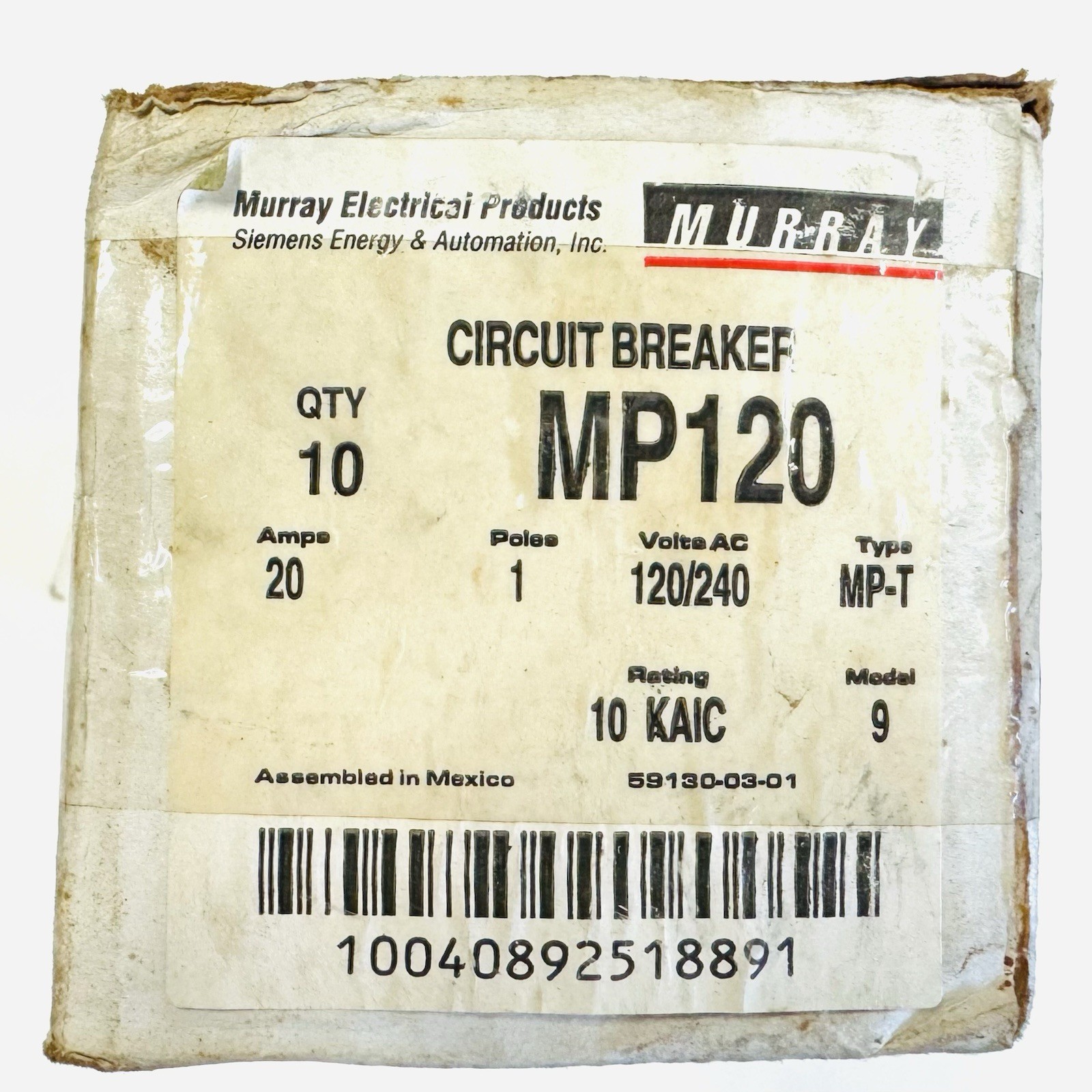 Murray – MP120 – 20 Amp, 1 Pole, 120/240VAC, Type MP-T Circuit Breaker NEW