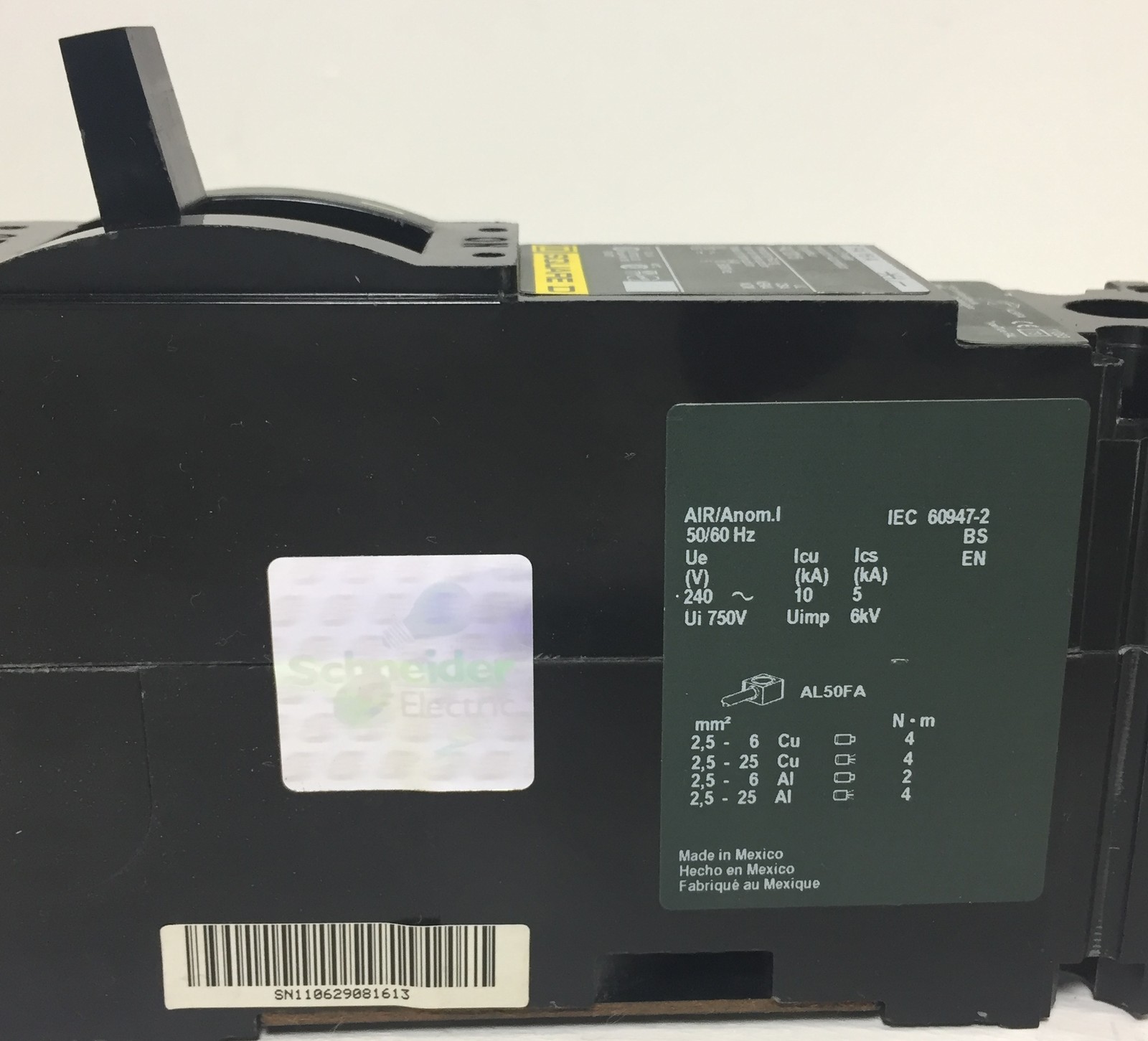 Square D FAL12015 15A Circuit Breaker Green Label 120 VAC 1 Pole FAL 15 Amp 1P