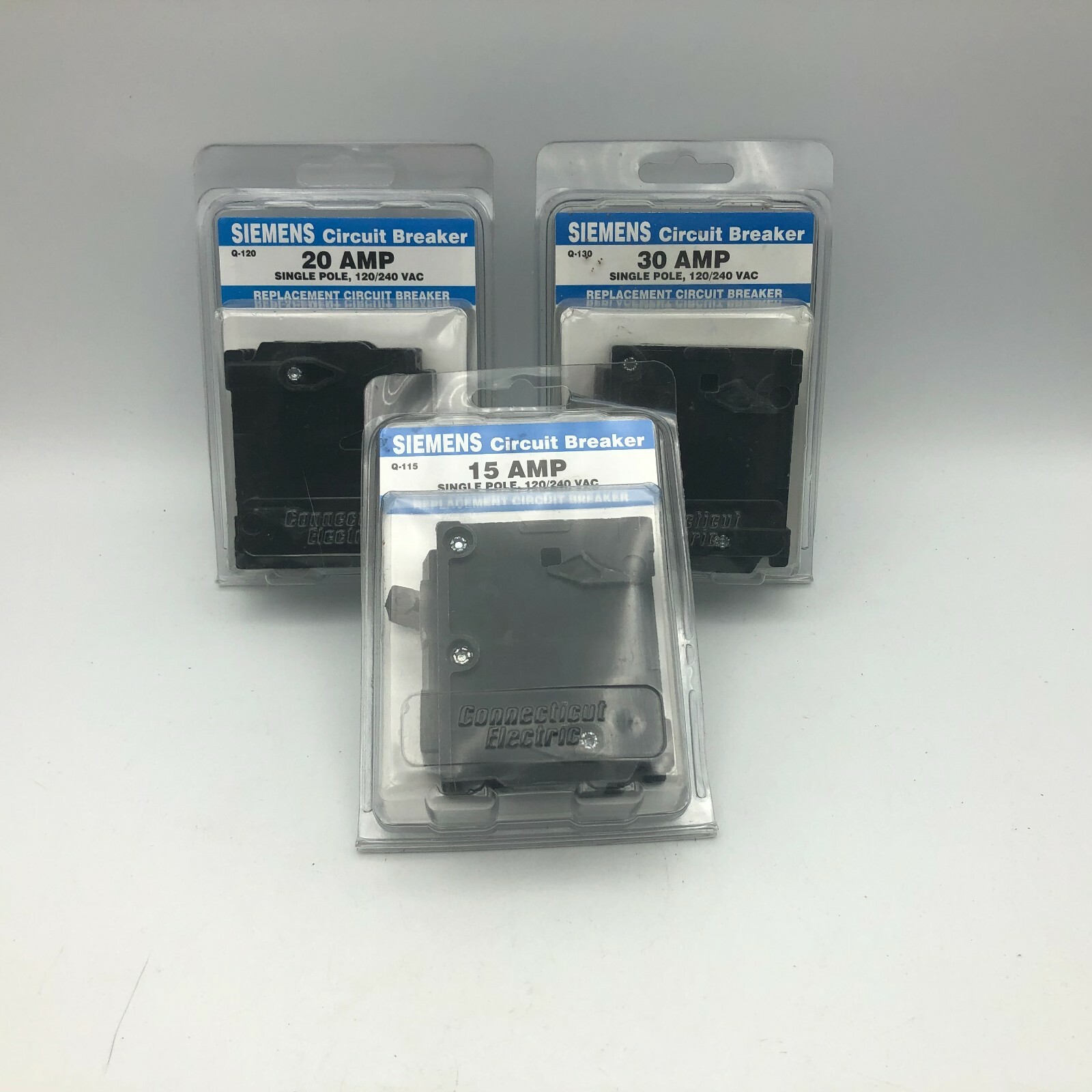 Siemens Circuit Breaker Lot 15 20 30 Amp One Of Each Single Pole Lot Of 3 Total