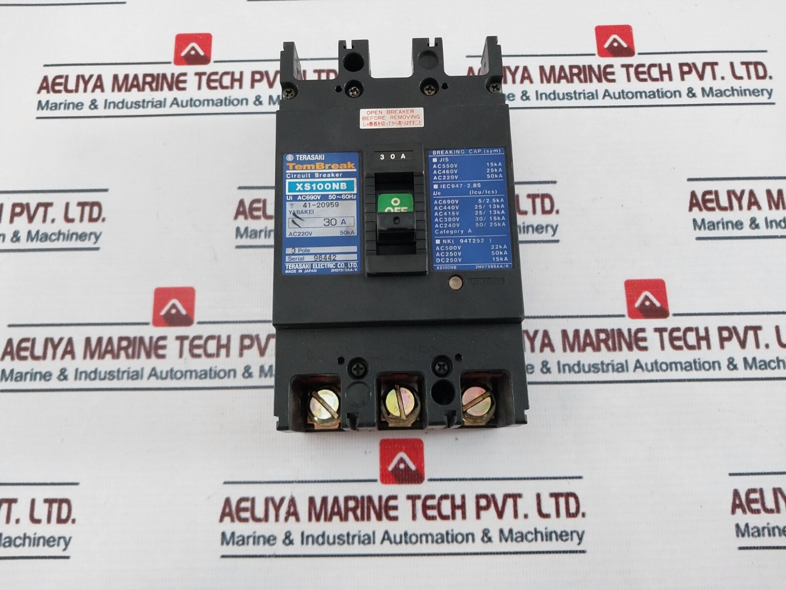 Terasaki Electric XS100NB 30A 3 Pole Circuit Breaker AC690V 50~60Hz 41-20959