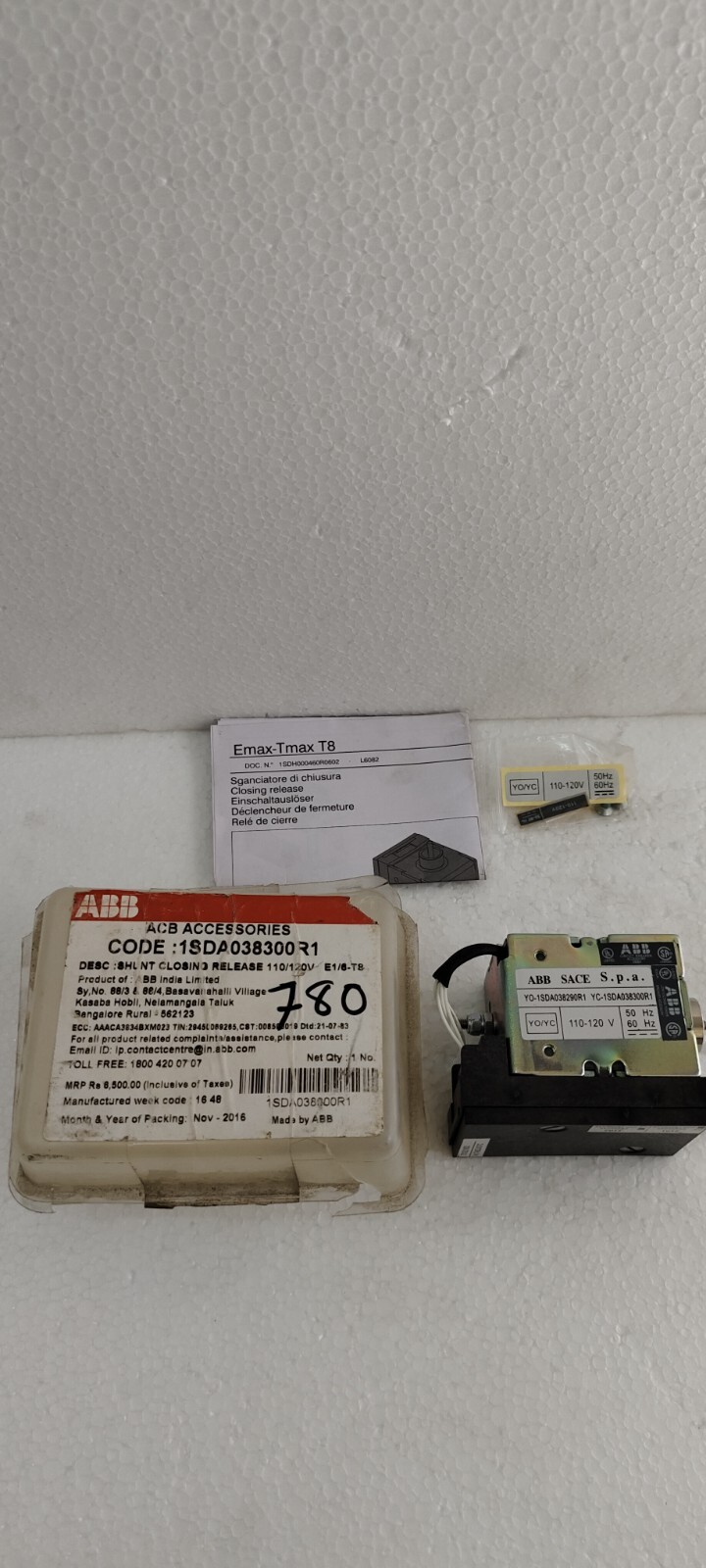 ABB Air Circuit Breaker YO/YC SACE S.P.A 1SDA038300R1 COIL FREE FAST SHIPPING