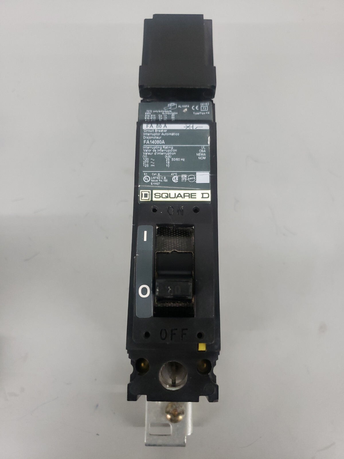 Square D I-Line FA14080A 80A Circuit Breaker Green Label 277V FA 1 Pole 80 Amp