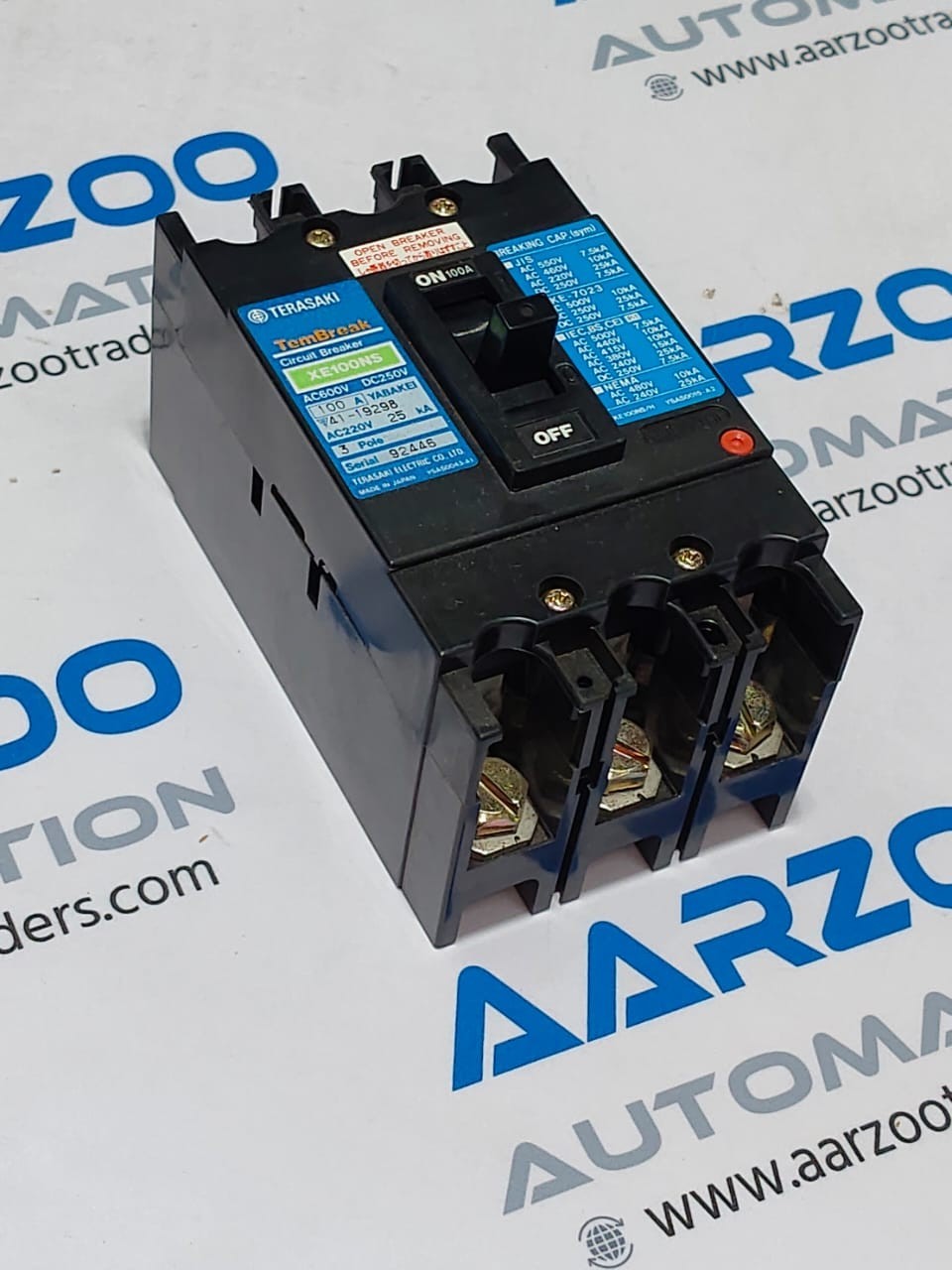 NEW TERASAKI XE100NS 3 POLE 100 AMP TemBreak CIRCUIT BREAKER AC600V DC250V