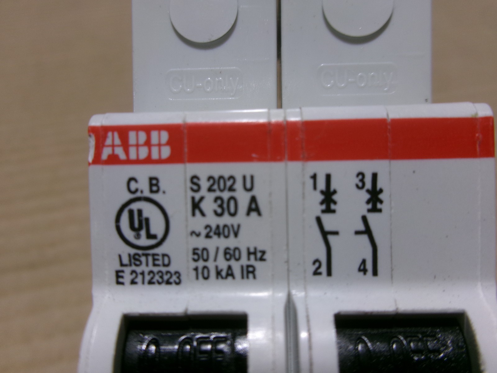 NEW ABB PL702U-K30 / S202UK30A Din Rail CB 30Amp 240Volt 50/60Hz 2Pole