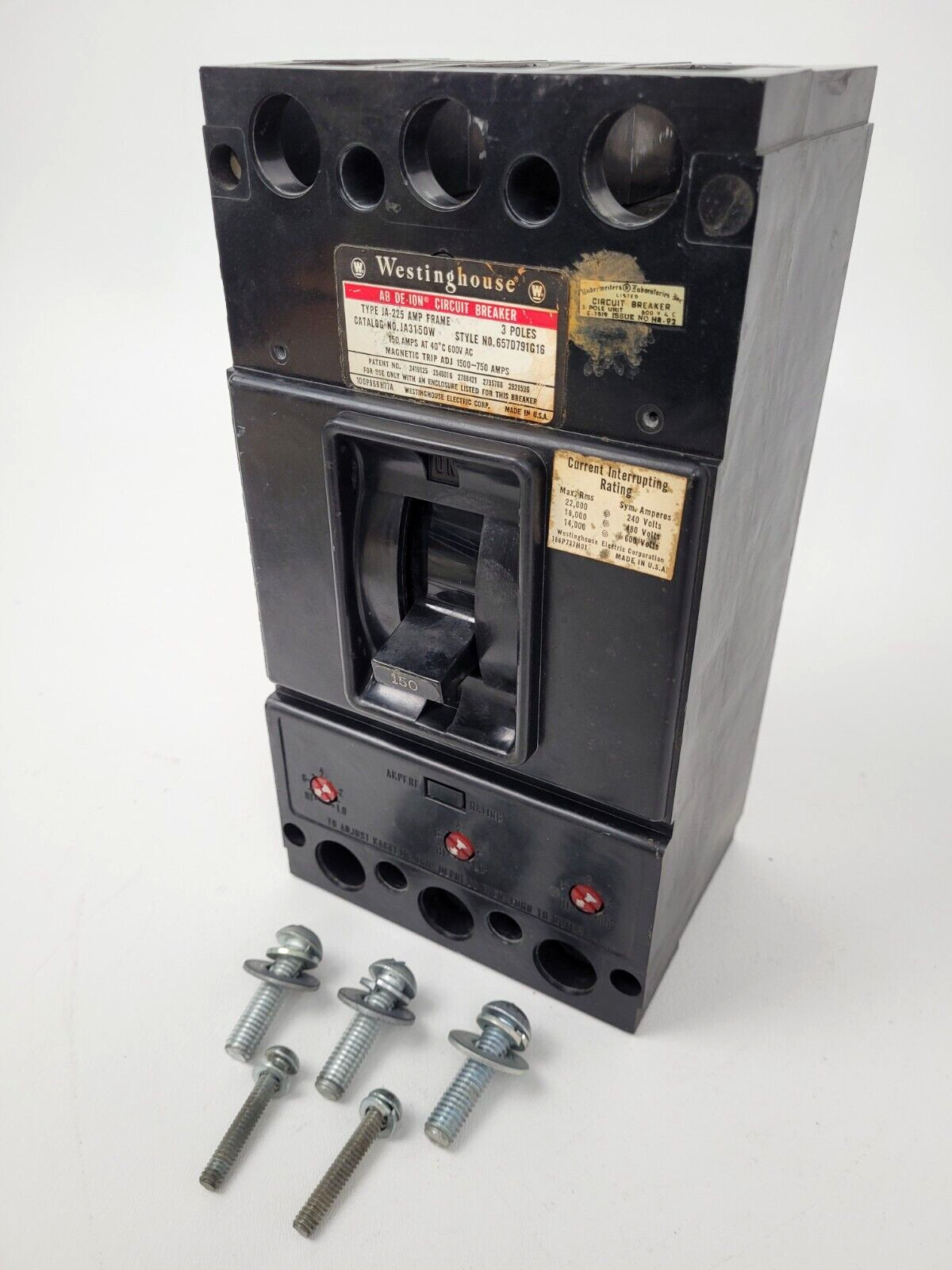 JA3150W Westinghouse 150 Amp 600V Circuit Breaker + Hardware *NEXT DAY OPTION*