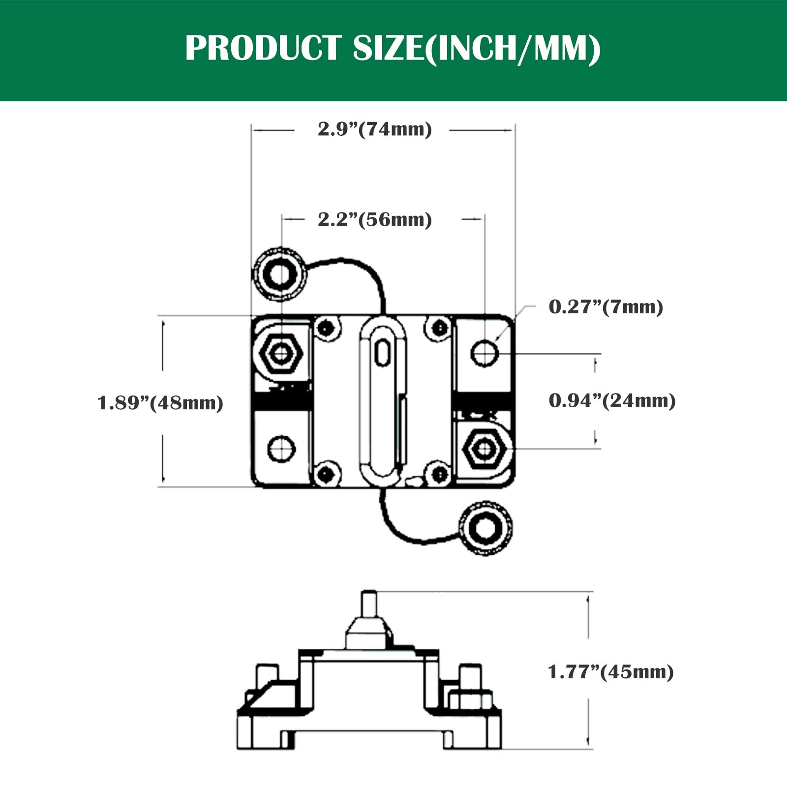 120 Amp Marine Circuit Breaker Resettable 120A with Manual Reset Switch Butto…
