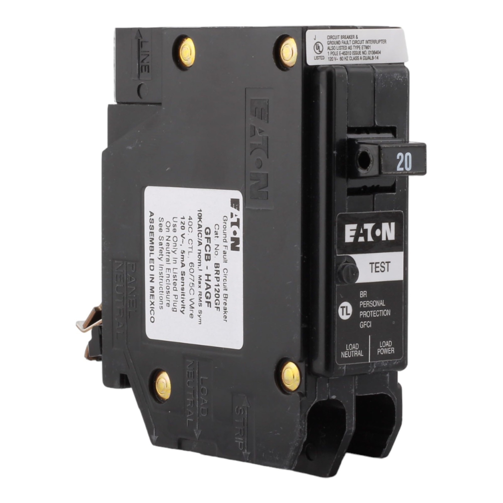 CUTLER-HAMMER BRP120GF 20 Amp Single Pole Ground Fault Circuit Breaker – 120 …