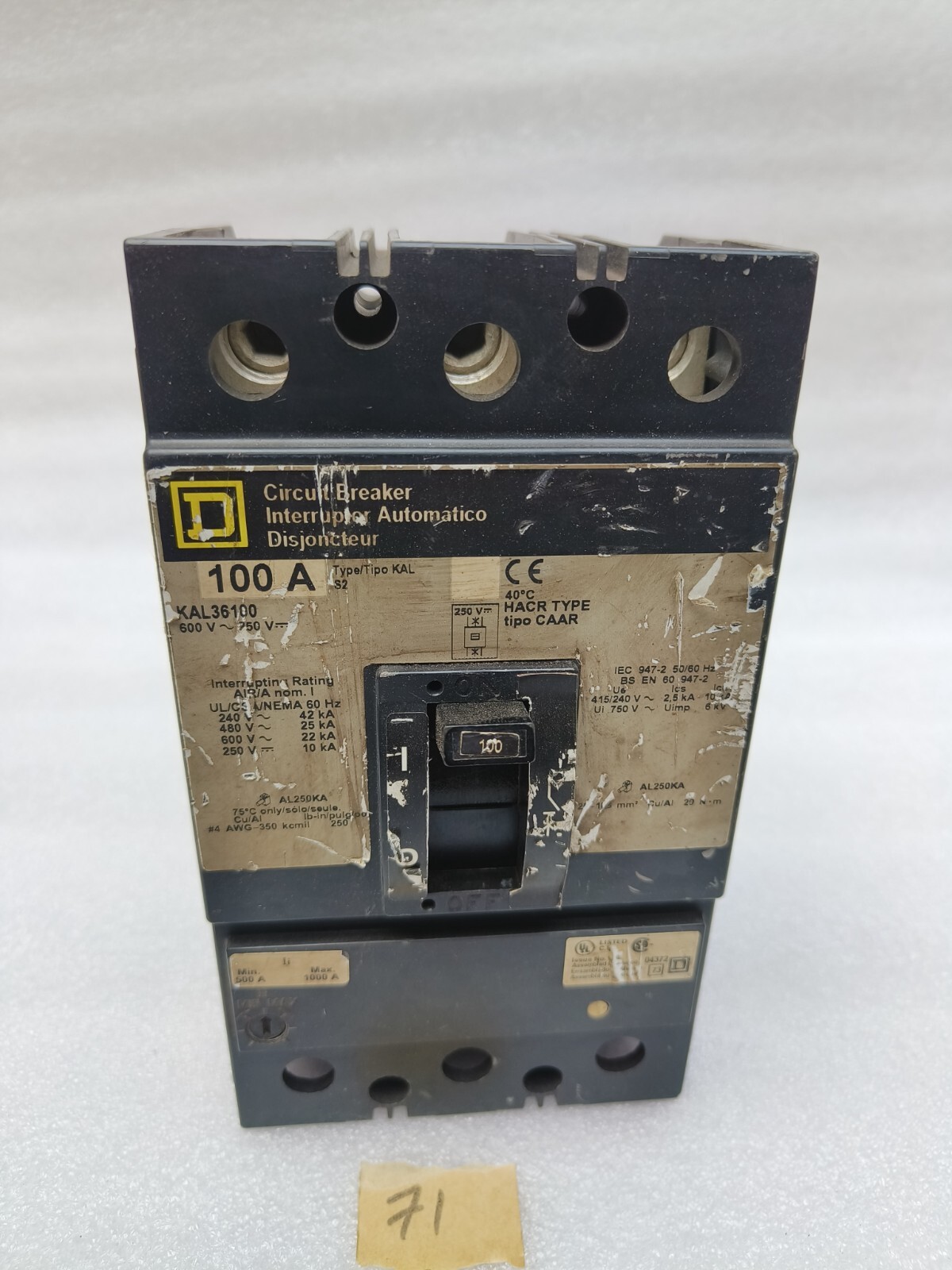 square d KAL36100 Circuit Breaker(FREE FAST SHIPPING IN 1 DAY)