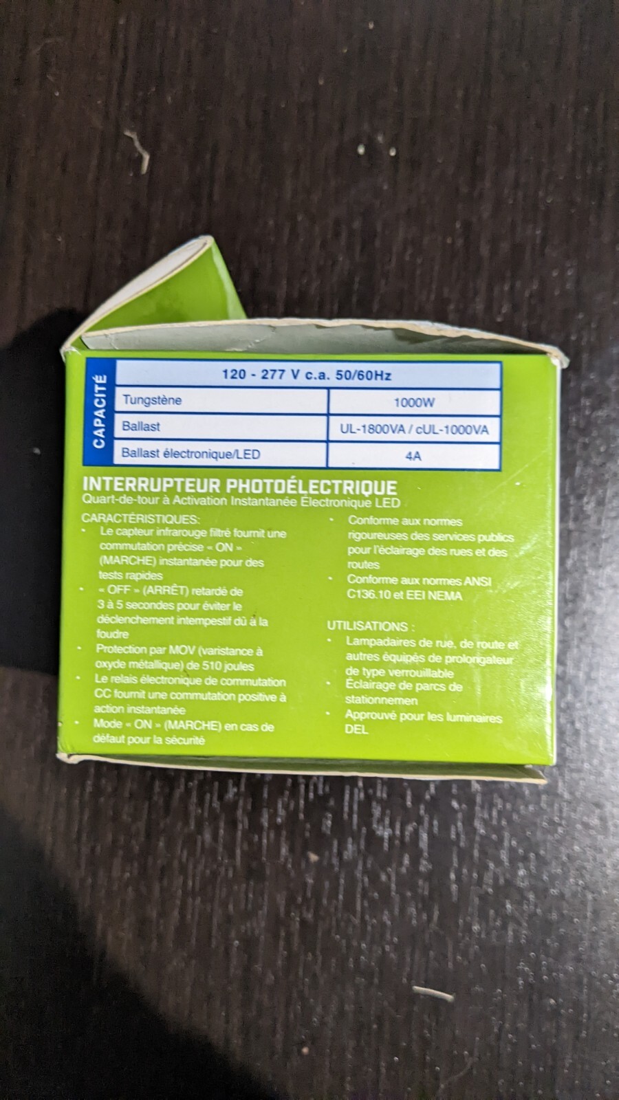 TORK 5237-UL 120-277VAC 4A instant response LED photocontrol (BRAND NEW)