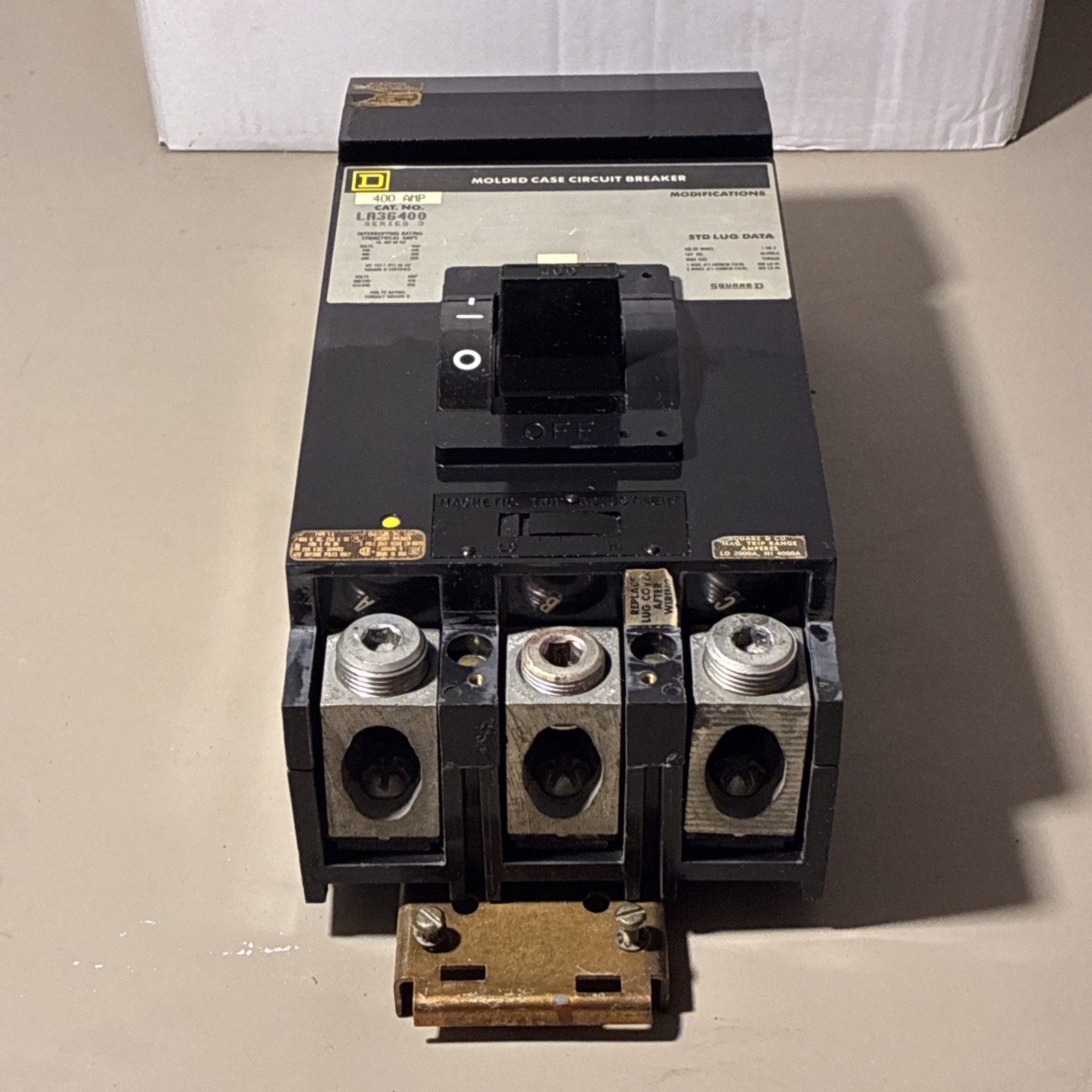 Square D LA36400 3 Pole 400 Amp 600 Vac I-Line Circuit Breaker