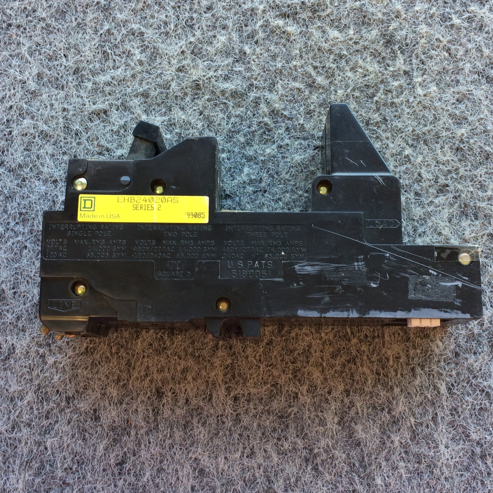 SQUARE D EHB24020AS, 20 Amp 480V, Remotely Operated Circuit Breaker – WARRANTY