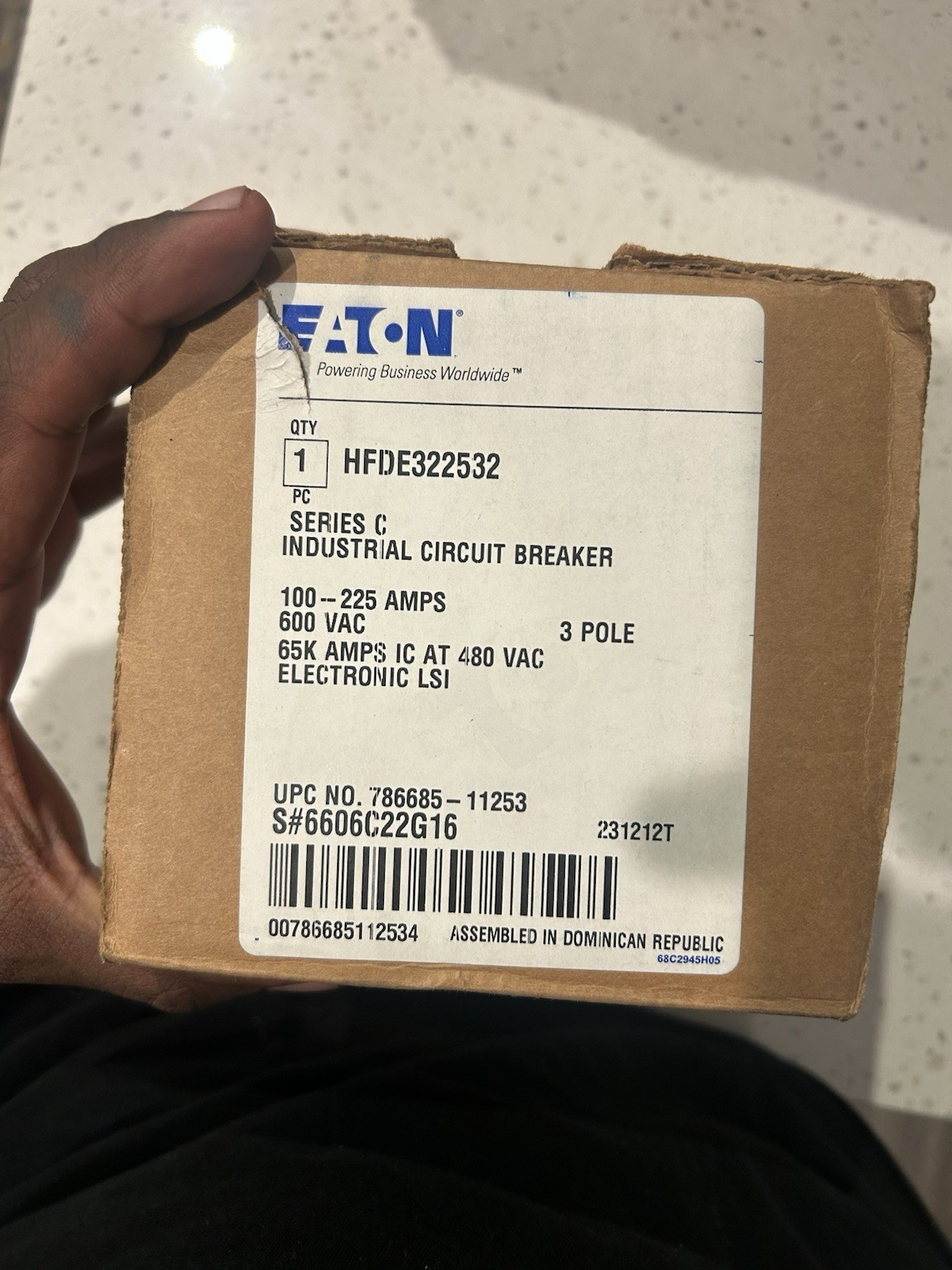 Eaton HFDE HFDE322532 225A 600VAC 3-Pole Industrial Circuit Breaker LSI