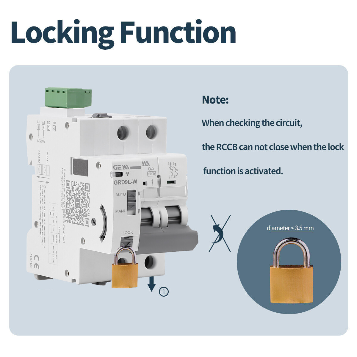 GEYA Tuya WIFI MCB Circuit Breaker 2P 16-63A MCB With Short Circuit Protection