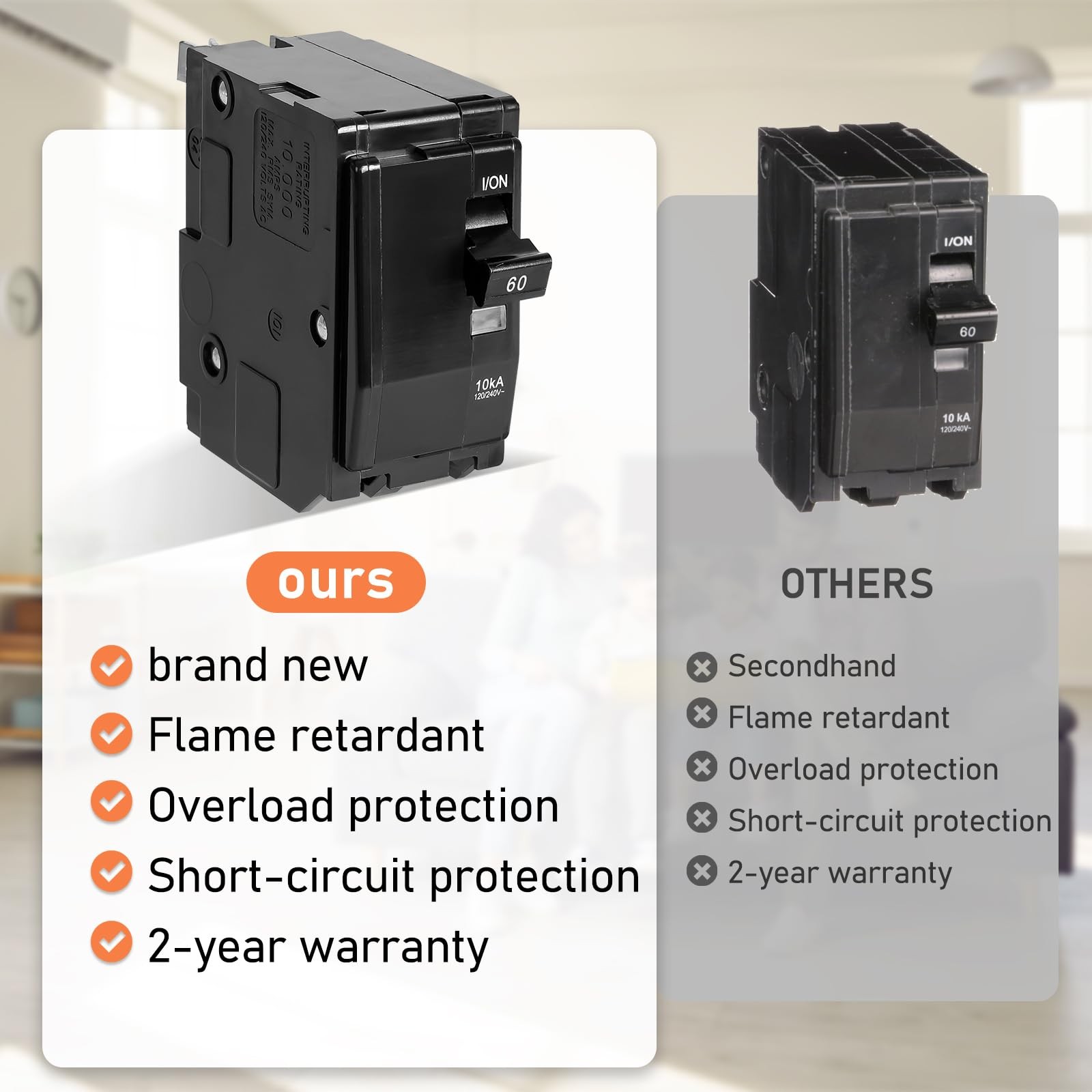 QO260CP 60 Amp 2P Circuit Breaker Compatible SD QO Load Center Indicator Light