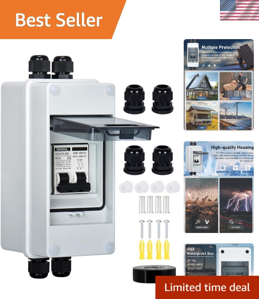 Miniature 60 Amp Solar Circuit Breaker with Protection – Easy Installation