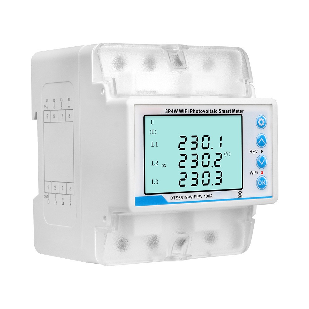 3-phase Tuya WiFi Overload Time Delay Energy Meter Limit Circuit Breaker 100A