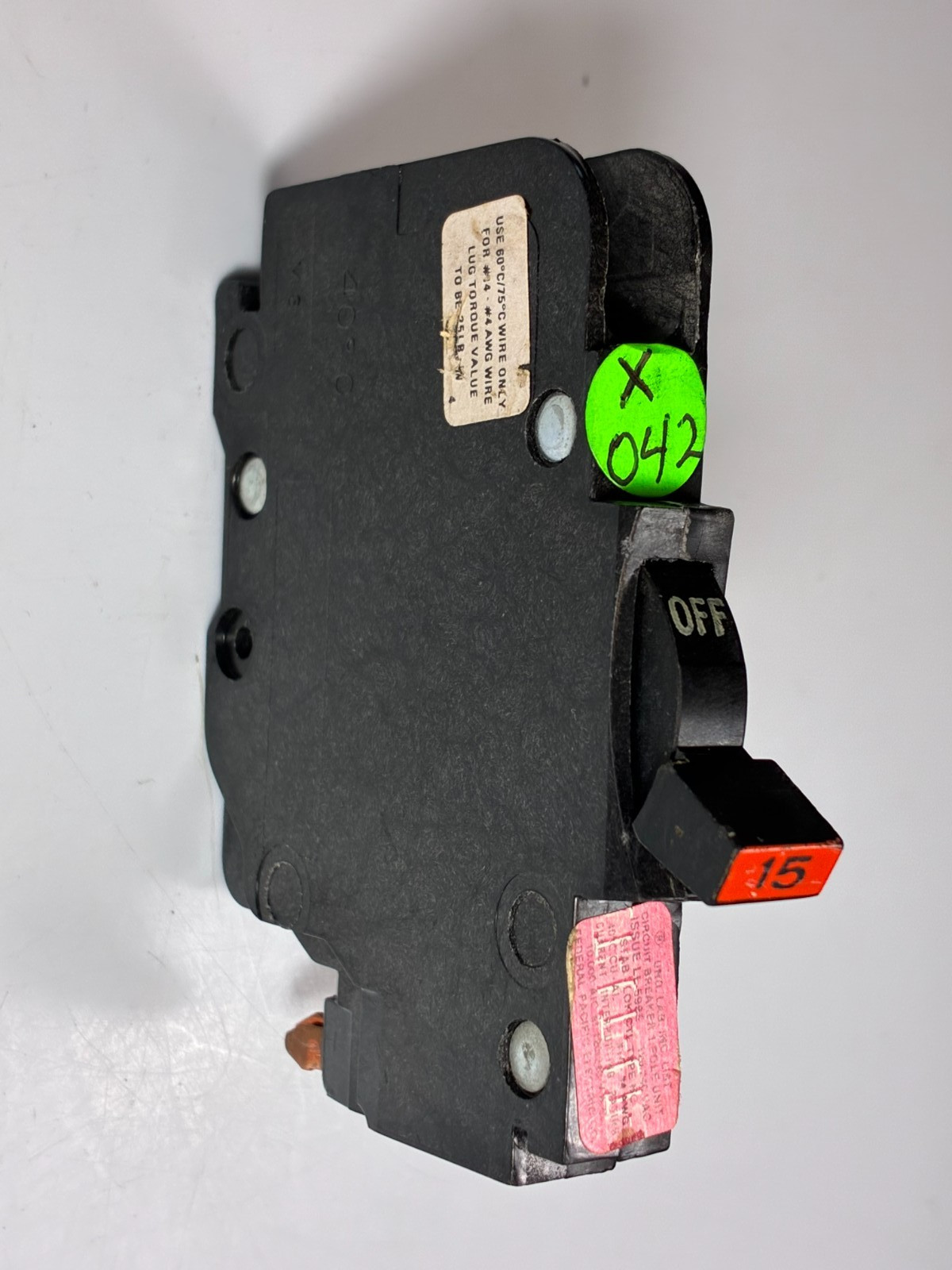 Federal Pacific FPE NC115 15A Stab-Lok 1-Pole 120V Push-In TESTED 60DAY WARRANTY