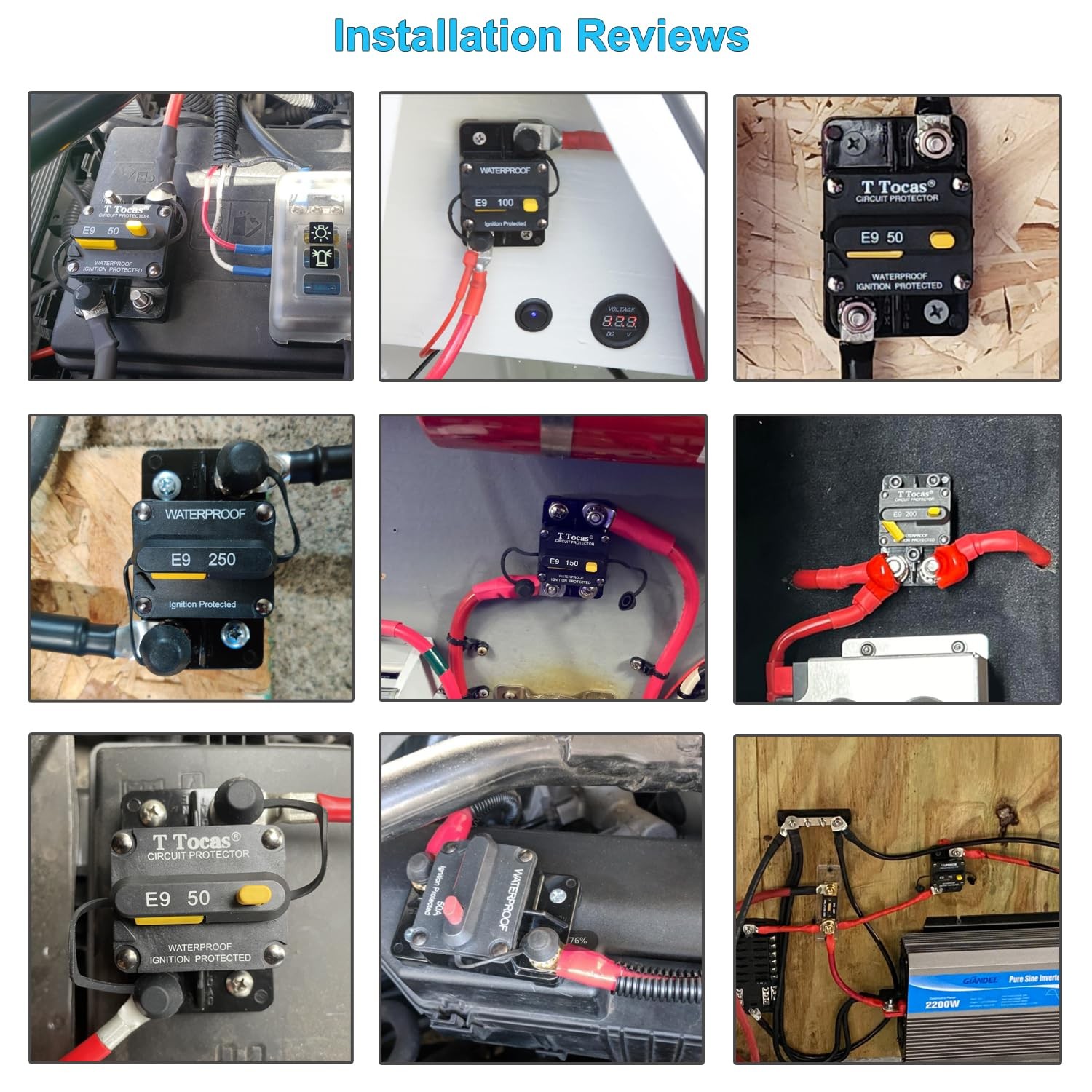 150A Circuit Breaker, E9 T3, Manual Reset, UL Certified, 12V-48V DC, Waterproof