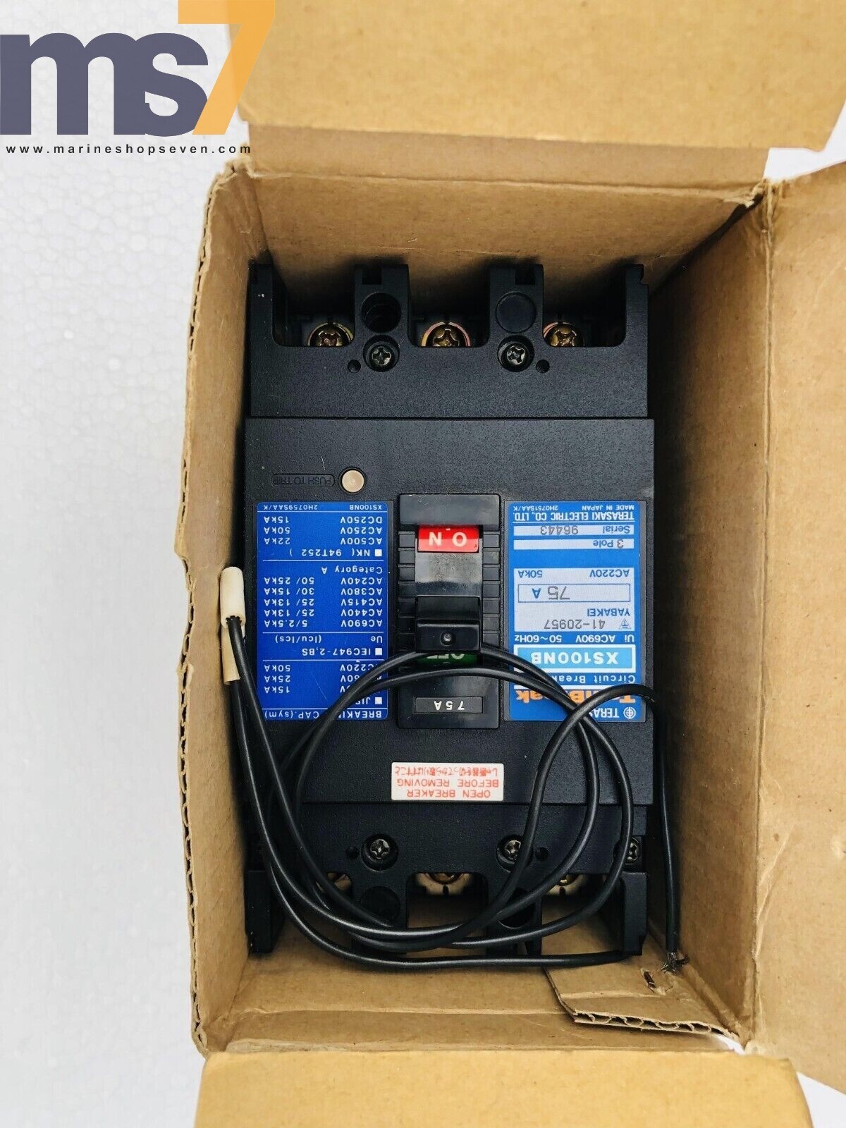TERASAKI ELECTRIC CO.LTD XS100NB TEMBREAK CIRCUIT BREAKER 75A 690VAC 3P #NEW