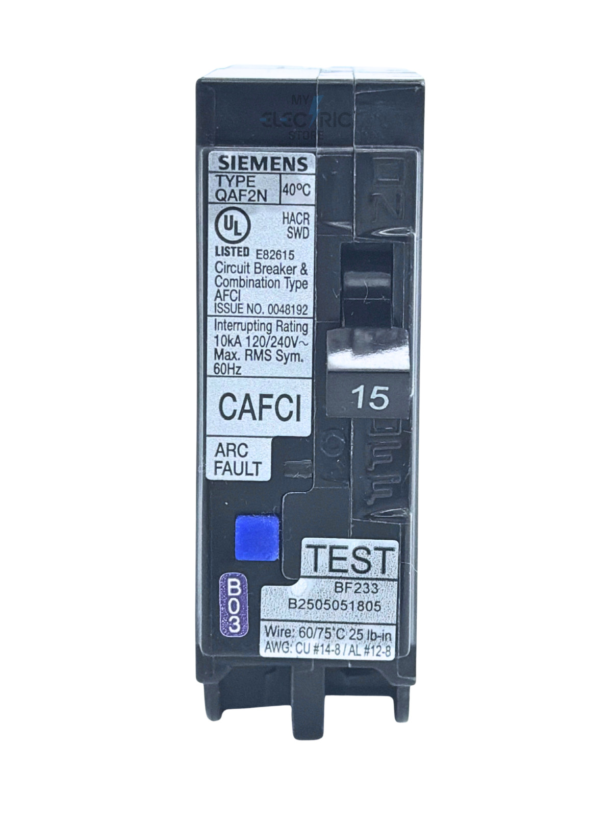 Siemens QA115AFCN 15A 1P AFCI Arc Fault Circuit Breaker 120V Plug-On Neutral NEW