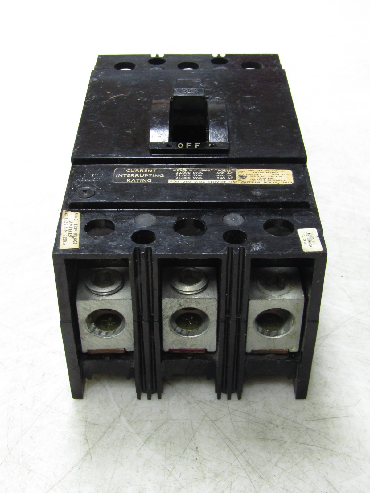 🙌 SQUARE D 225 AMP CIRCUIT BREAKER 600 VAC 250 VDC 3 POLE KAP-36225