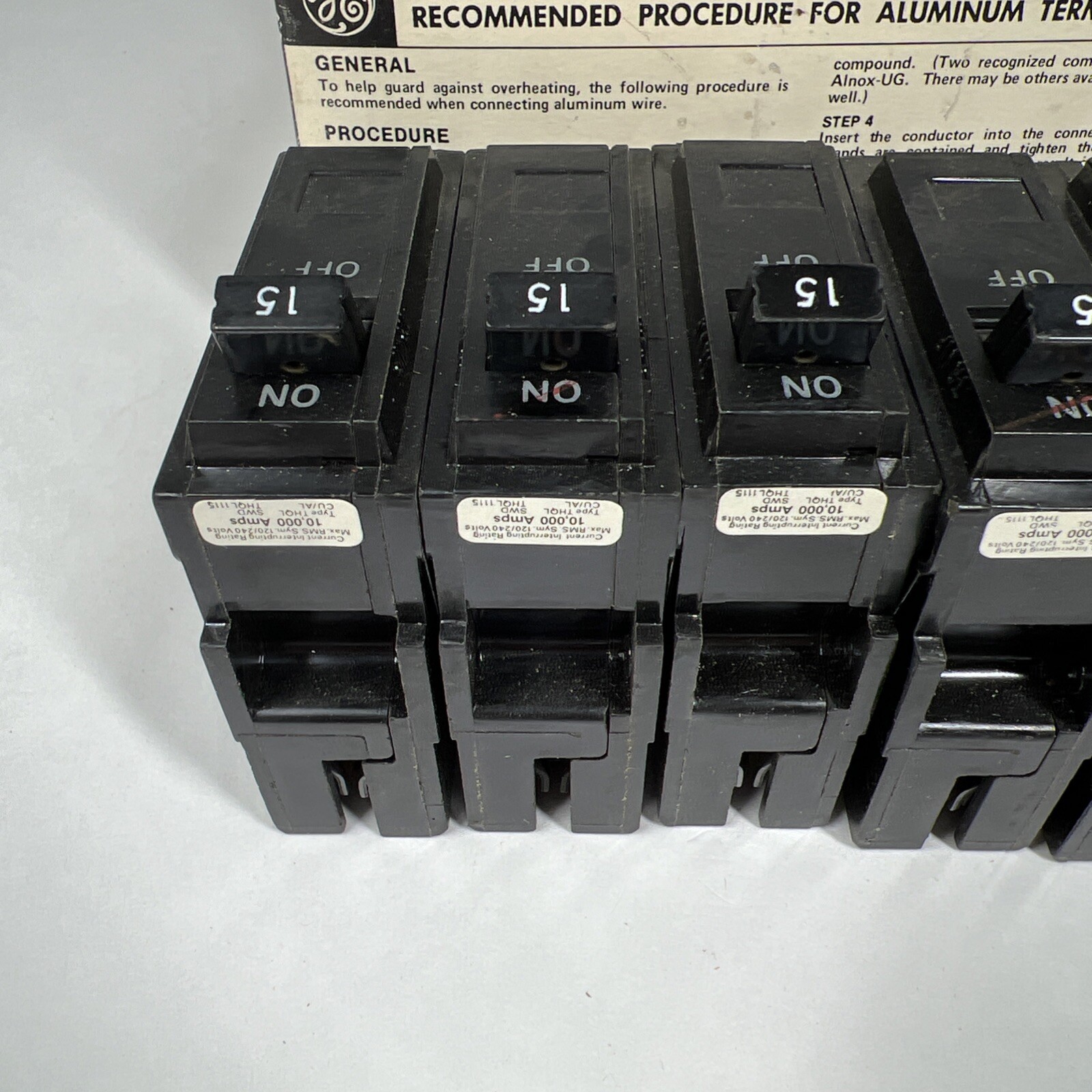 BOX OF 6 GE THQL1115 QLine Plug In Circuit Breaker 15 Amp SP 120/240V