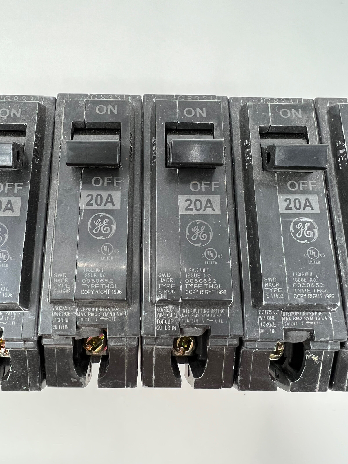 (Lot of 10) GE Q-Line 20 Amp 1 in. Single-Pole Circuit Breaker Free Shipping!!!