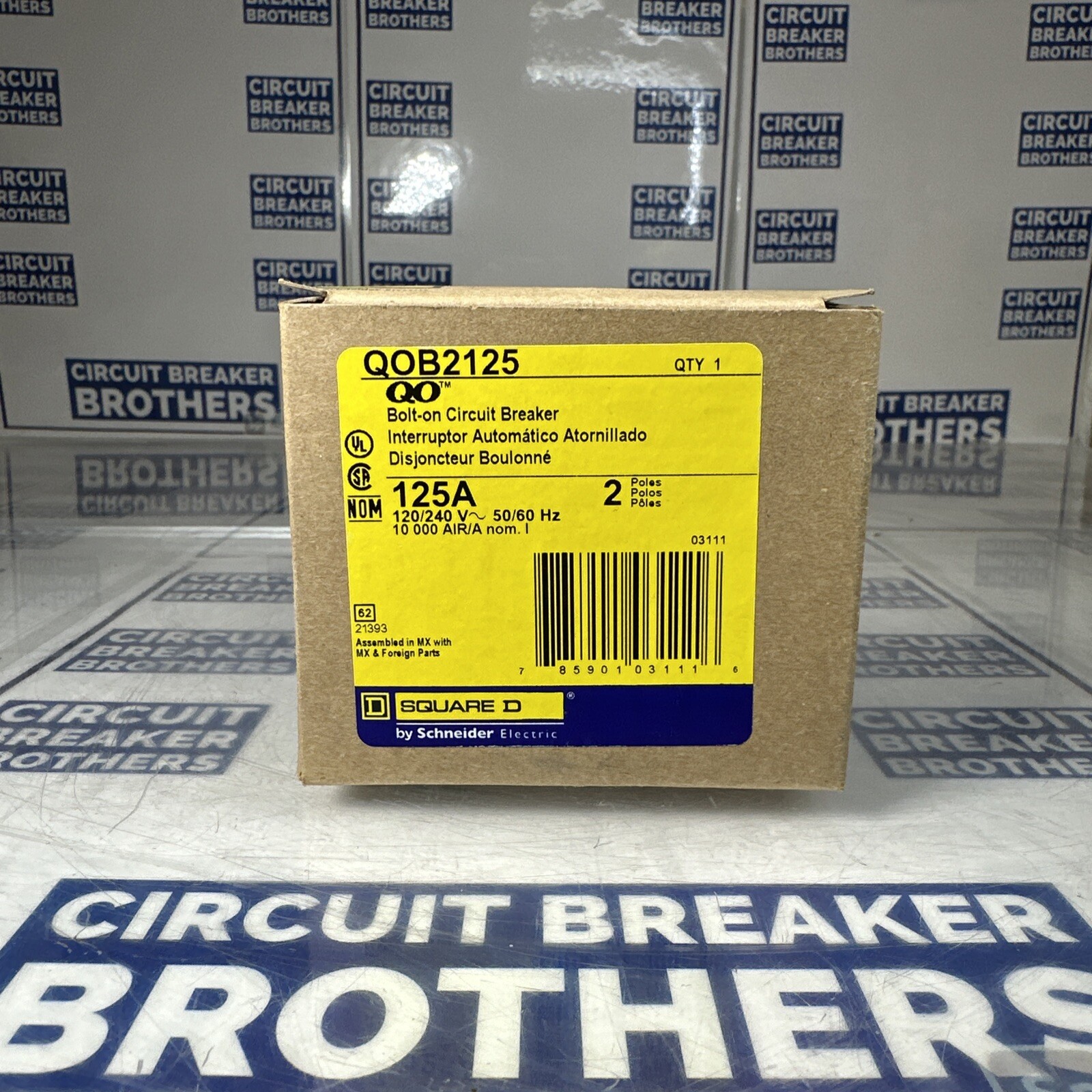 SQUARE D QOB2125 125 Amp 120/240V 2 Pole Bolt On Circuit Breaker (New In Box)