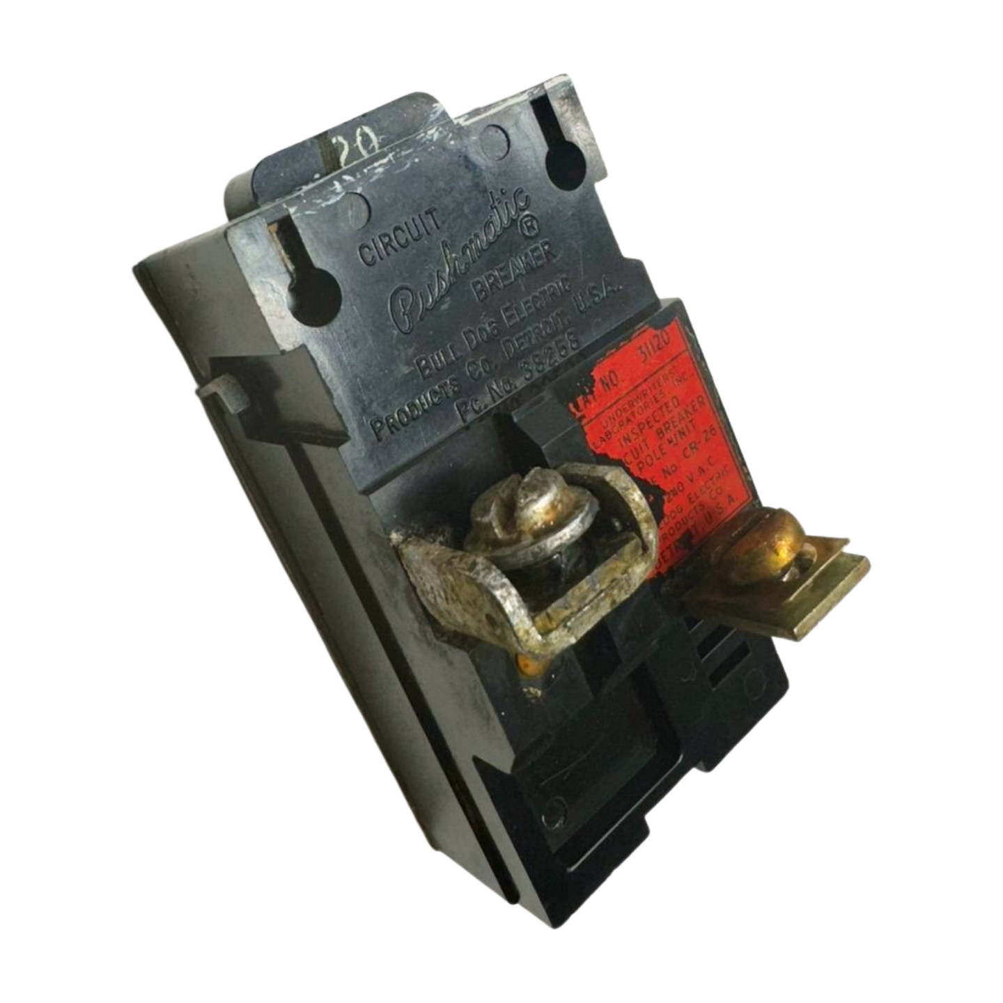 Bulldog P120 Pushmatic Circuit Breaker, 1-Pole, 20A, 120/240VAC, 31120