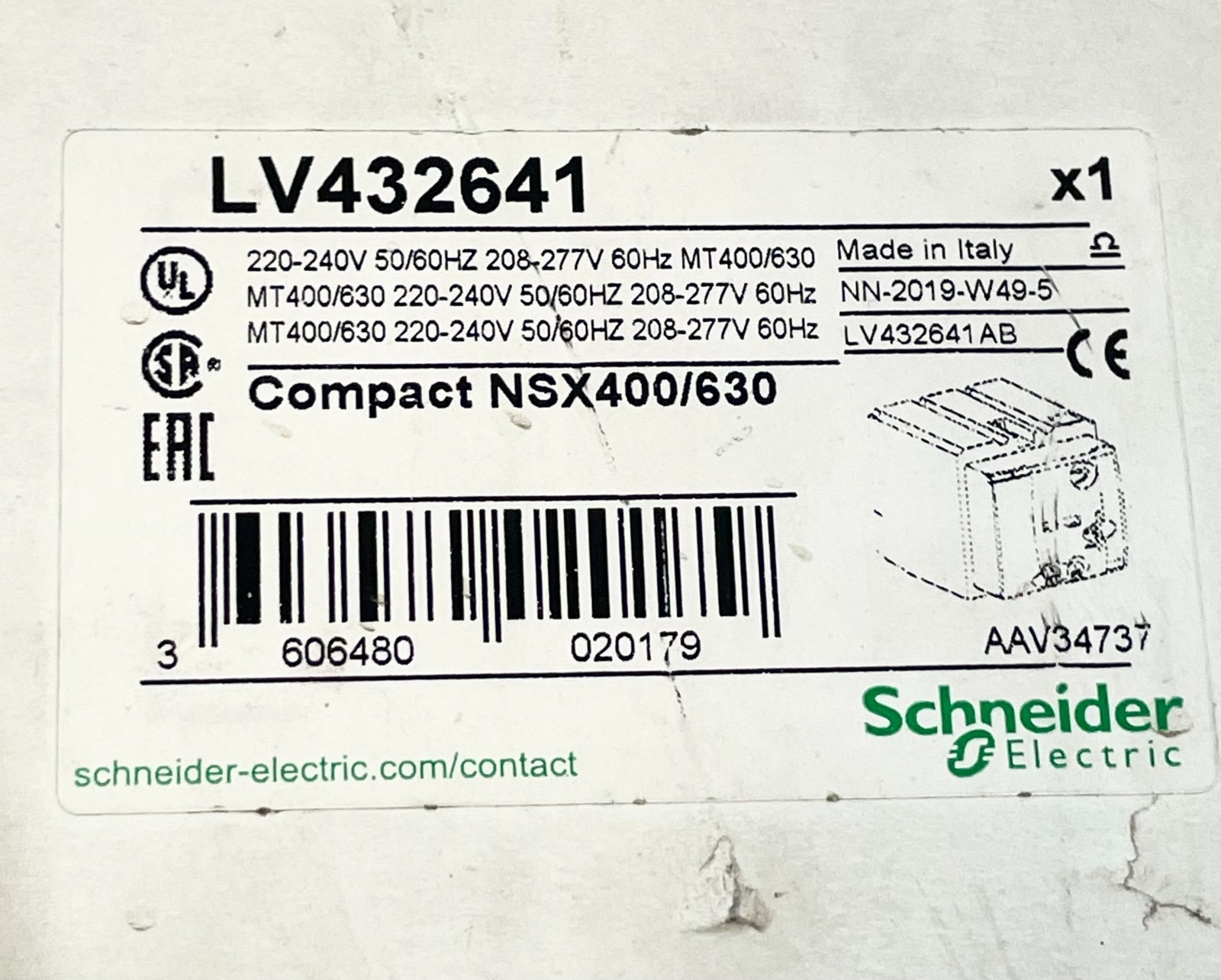 SCHNEIDER ELECTRIC LV432641 CIRCUIT BREAKER 220-240V FREE FAST SHIPPING