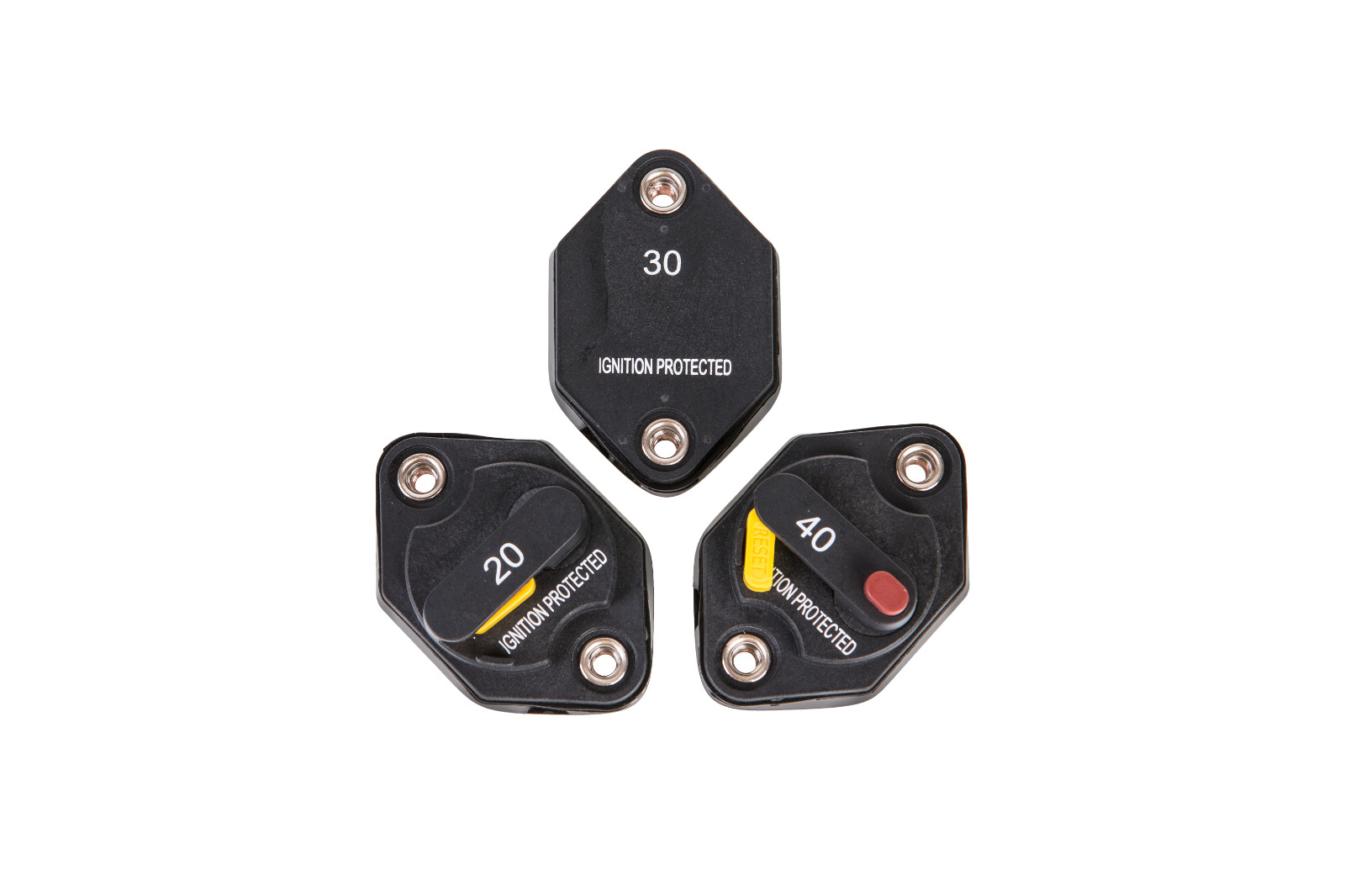 GLOSO E6- Mini-Panel Mount Thermal Circuit Breaker, (Auto T1 / Manual T3) Reset