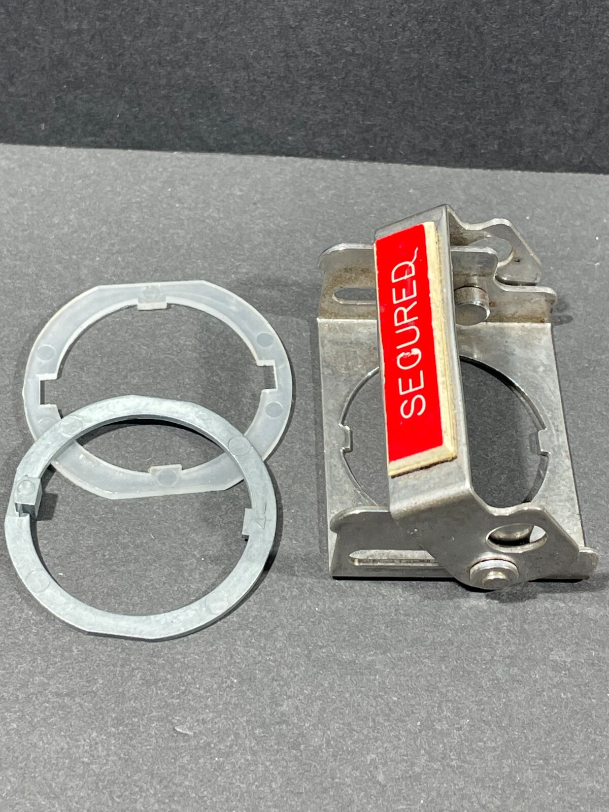 800T N314 Allen Bradley Padlock Attachment, Push Pull, Stainless Steel “SECURED”