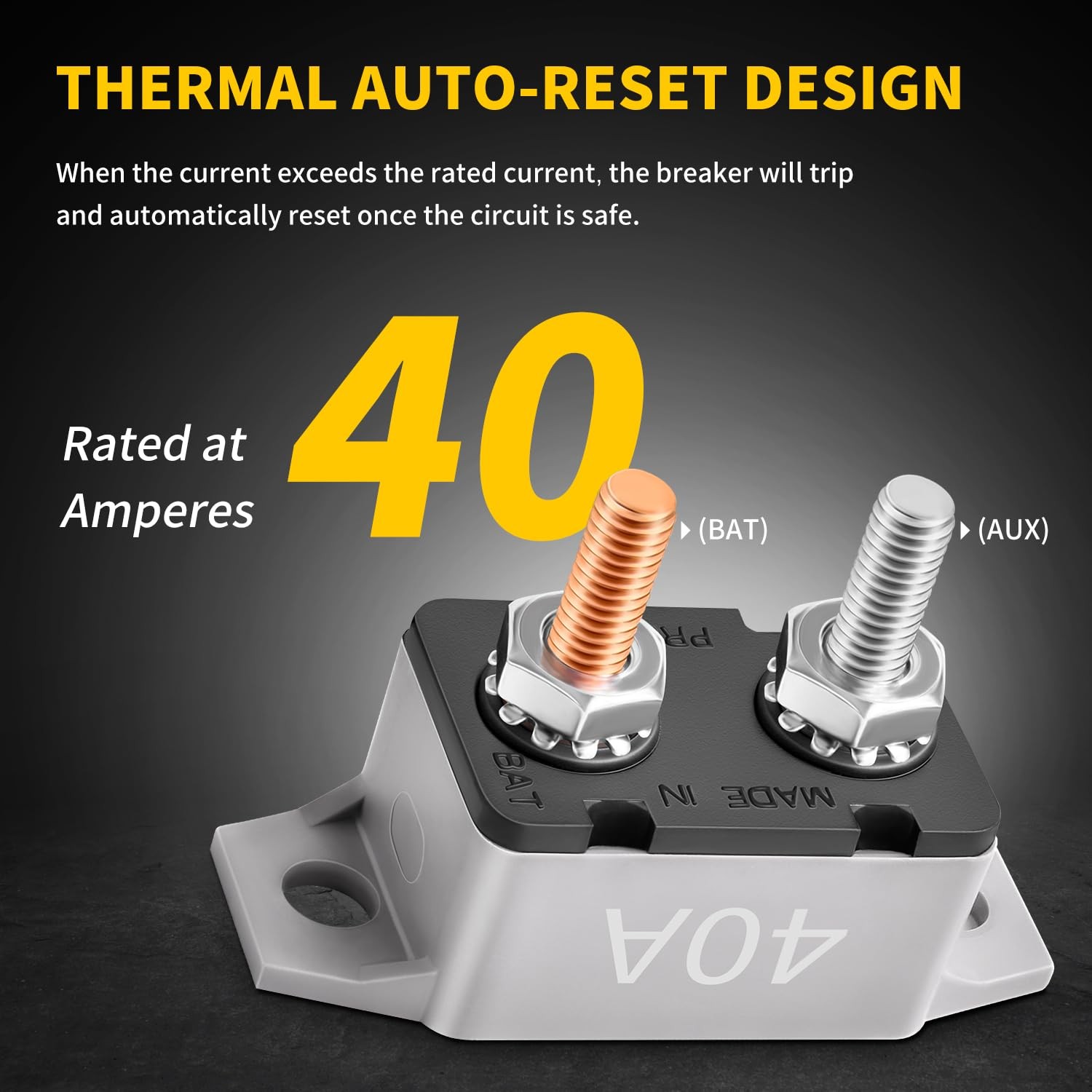 40Amp Automatic Reset Circuit Breaker 12V-24V DC for Automotive Marine Boat C…