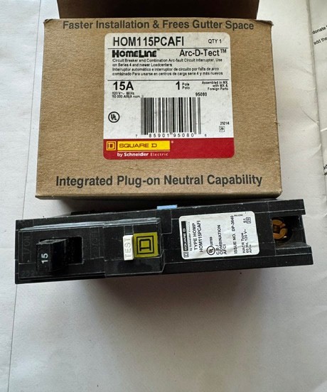 3) Square D HomeLine HOME115PCAFI AFCI breakers 15A 120V 1-Pole