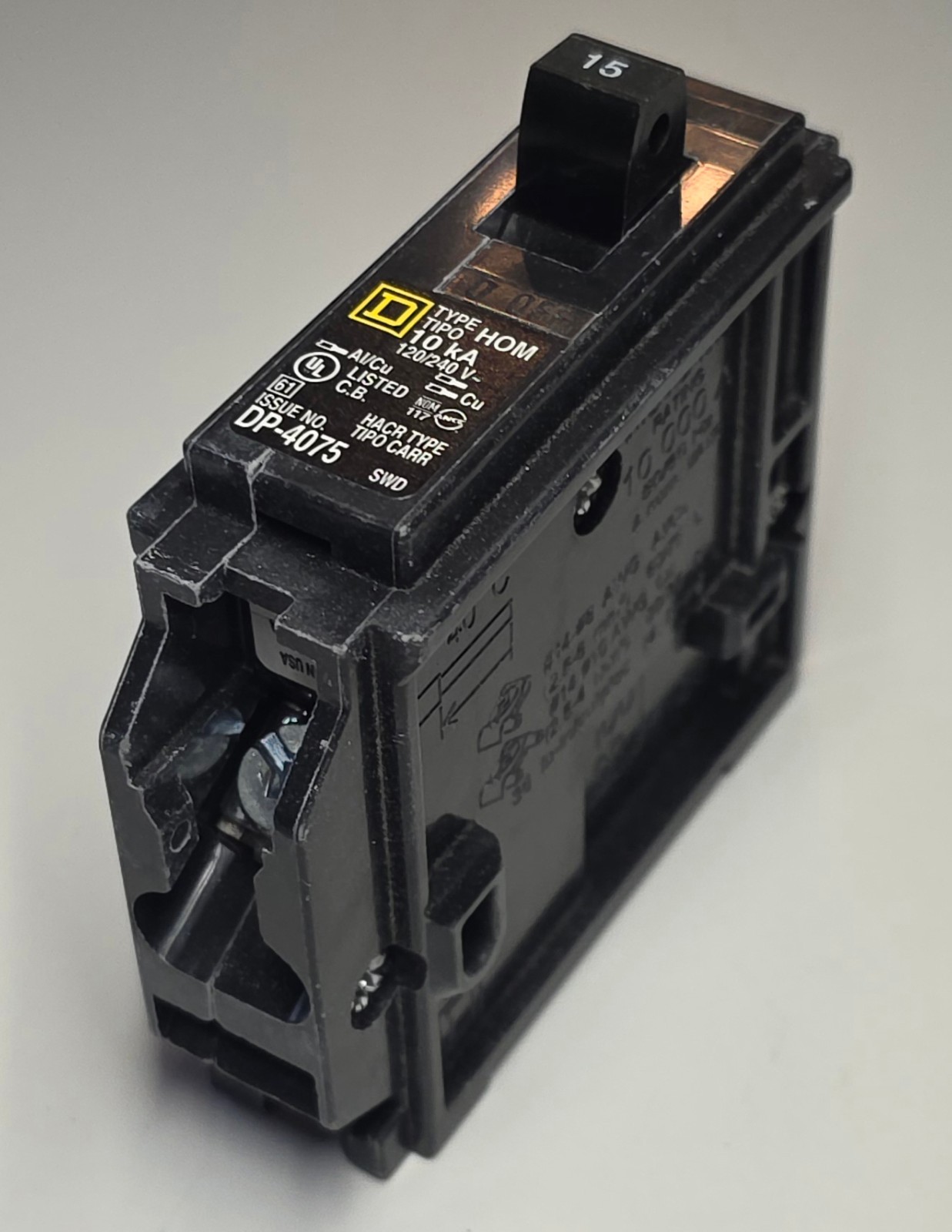 Square D HOM115CP 15A Circuit Breaker Single Pole 120/240V 50/60Hz