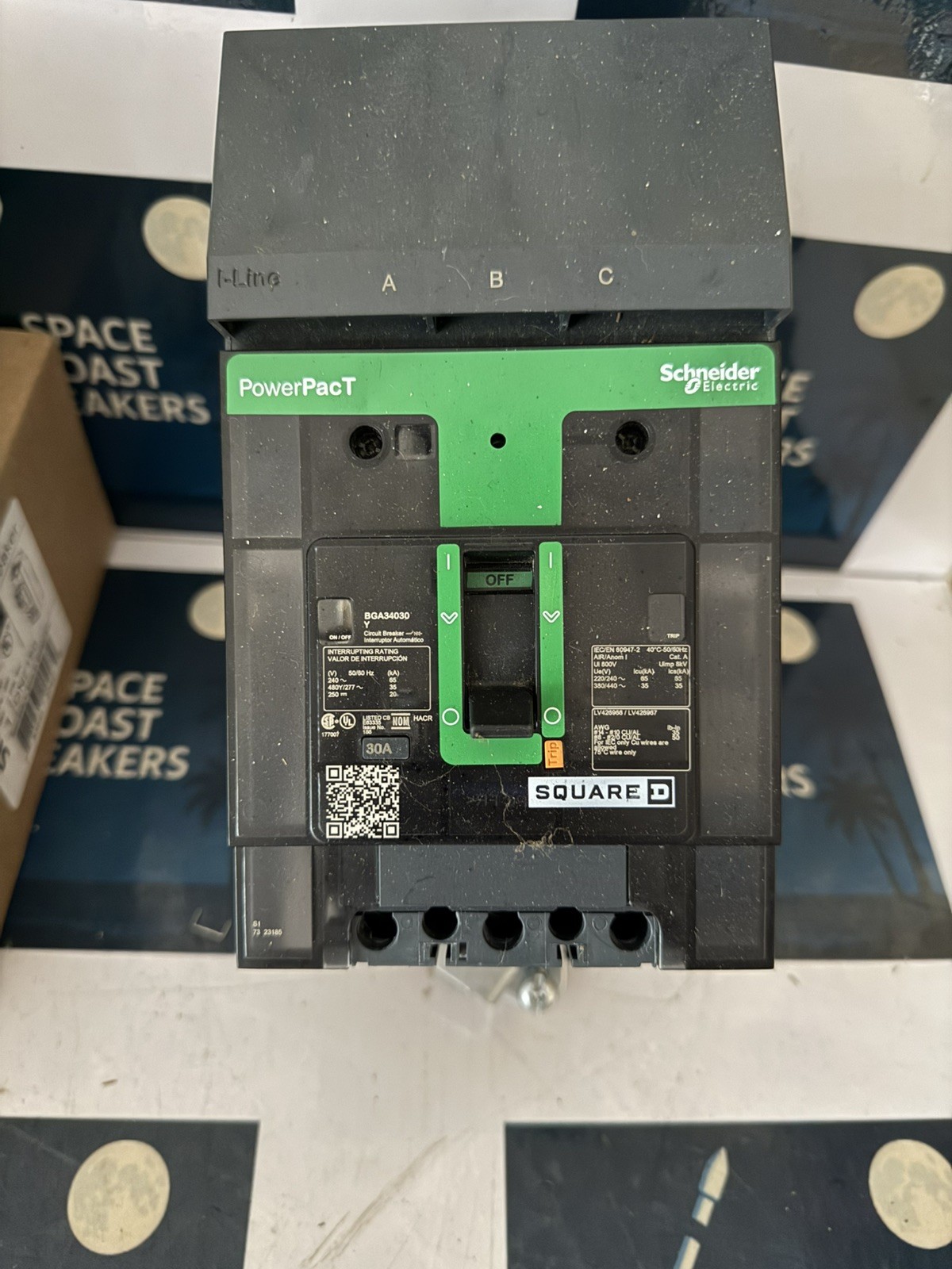 Square D Circuit Breaker 3-Pole 30A 480/277VAC I-LINE PowerPact – BGA34030Y