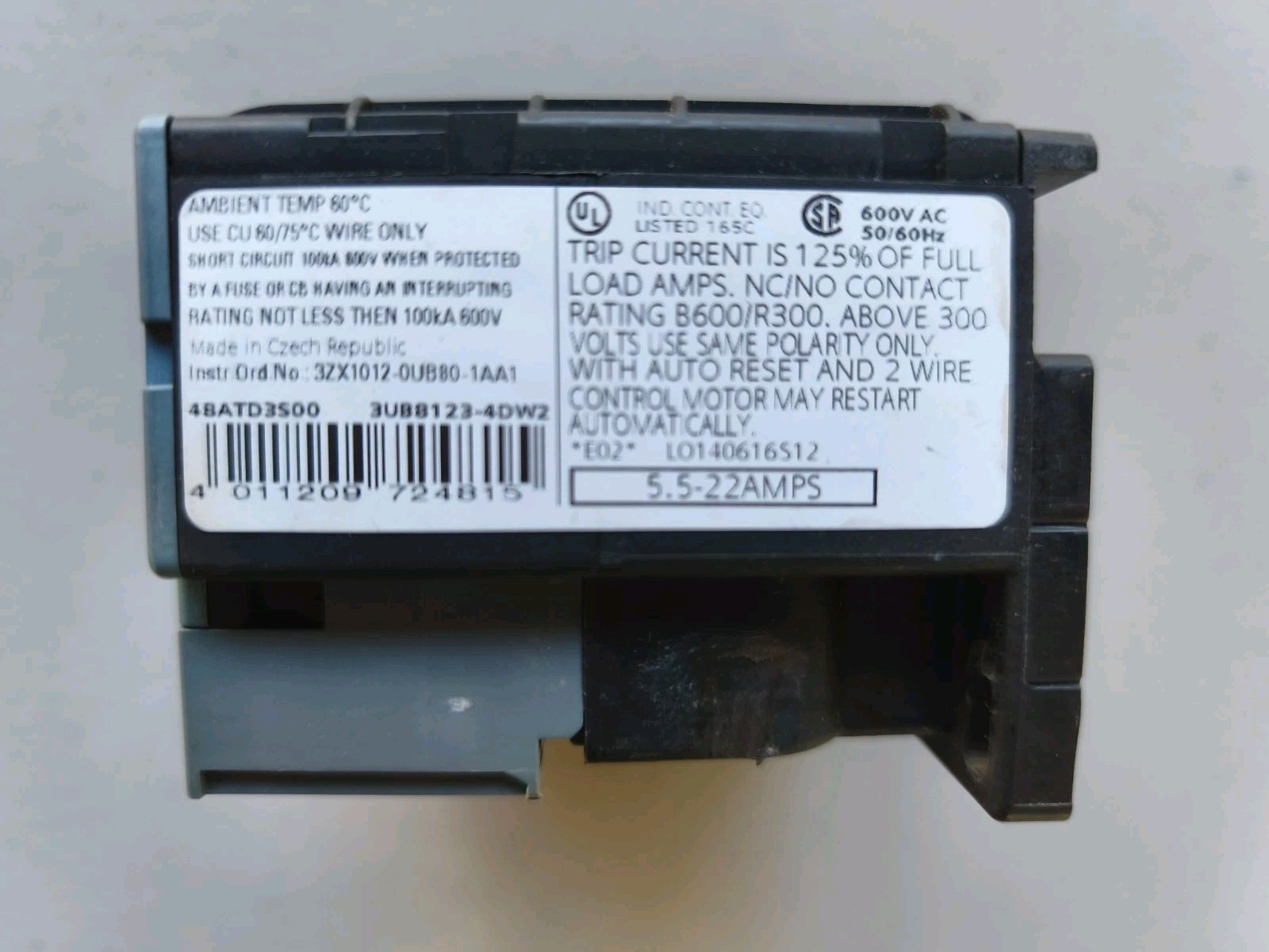 SIEMENS 48ATE3S00 ESP200 Solid State Overload Relay 10-40 AMP 3UB8123 4EW2