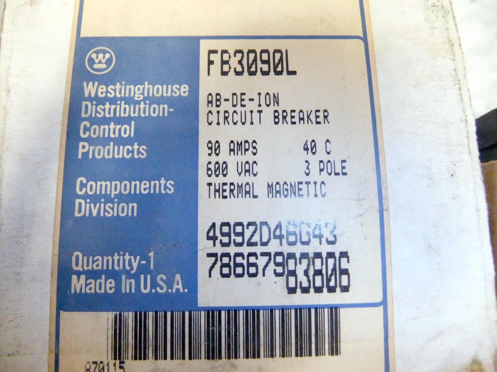 Westinghouse FB3090L Circuit Breaker
