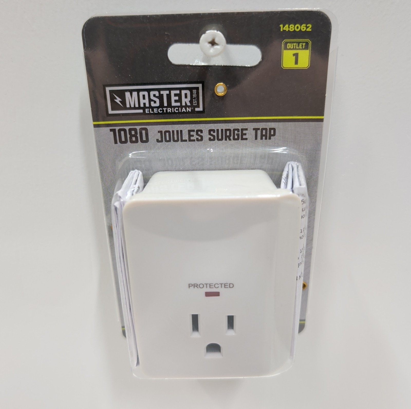 Master Electrician 1080 Joules Surge Tap 1‑Outlet Wall Plug Protector New