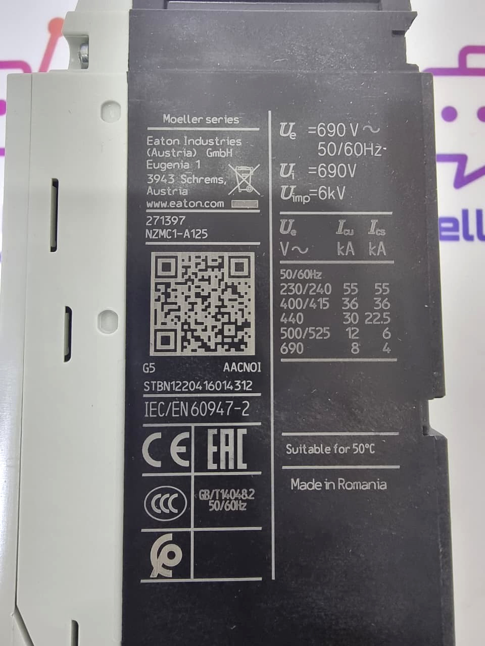 Eaton NZMC1-A125 Molded Case Circuit Breaker 125A