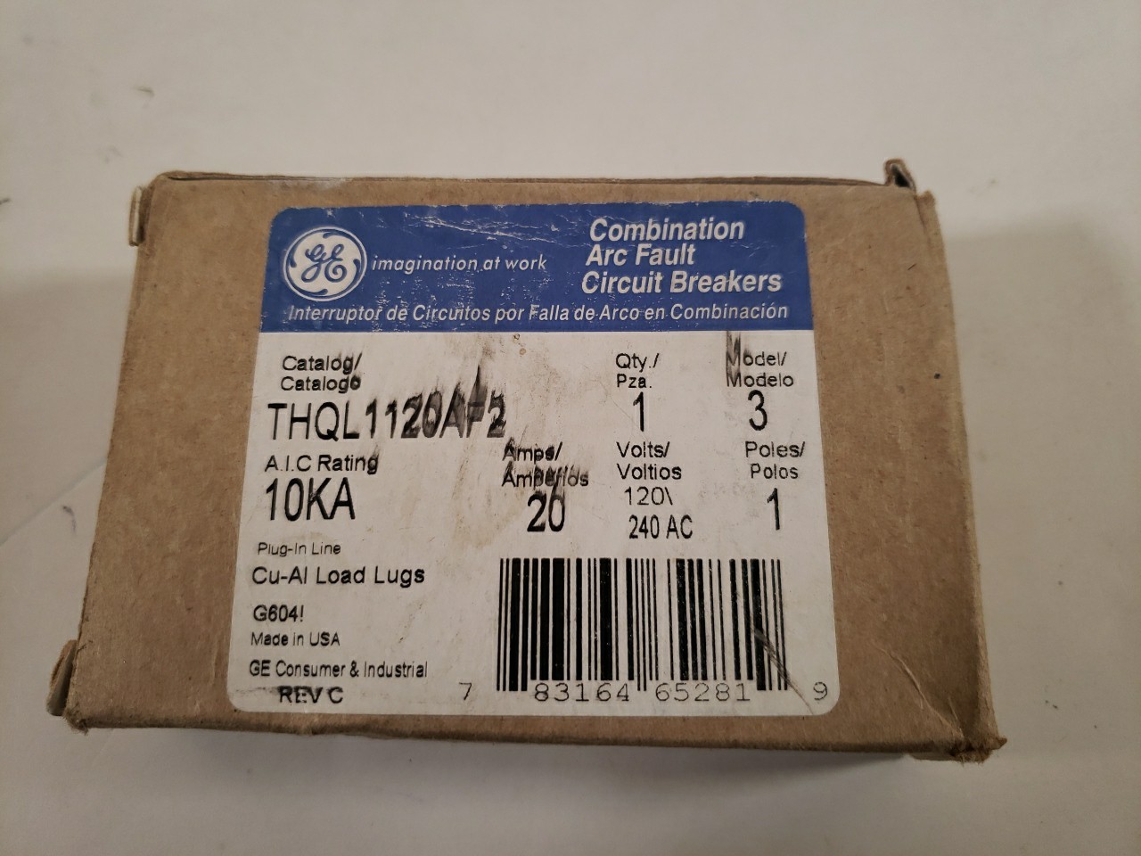 GE Combination Arc Fault Circuit Breakers THQL1120AF2, 20 Amps 120 Volts 1 Pole