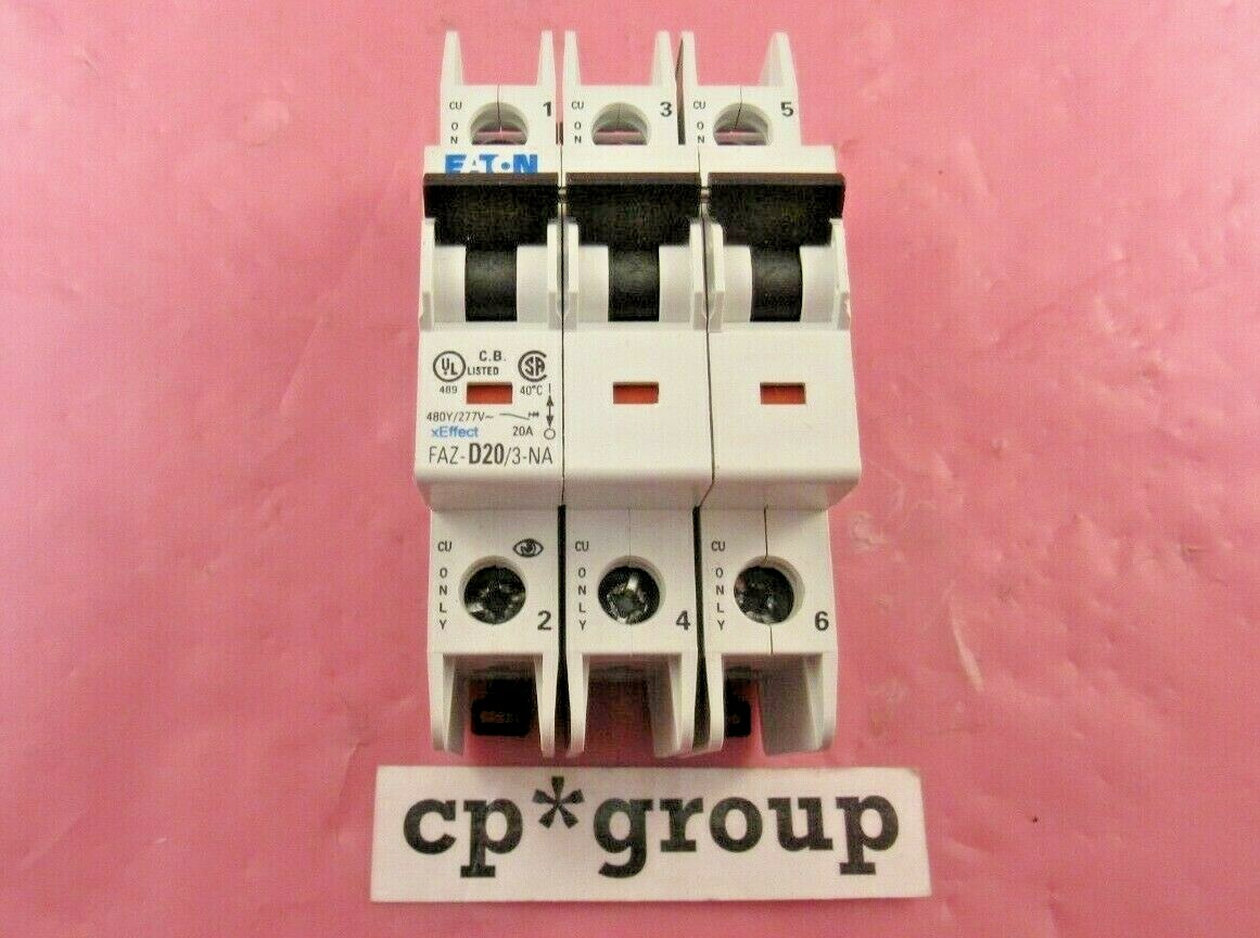 Eaton FAZ-D20/3-NA 3-Pole 20A 480/277VAC Circuit Breaker FAST FREE SHIPPING!!!