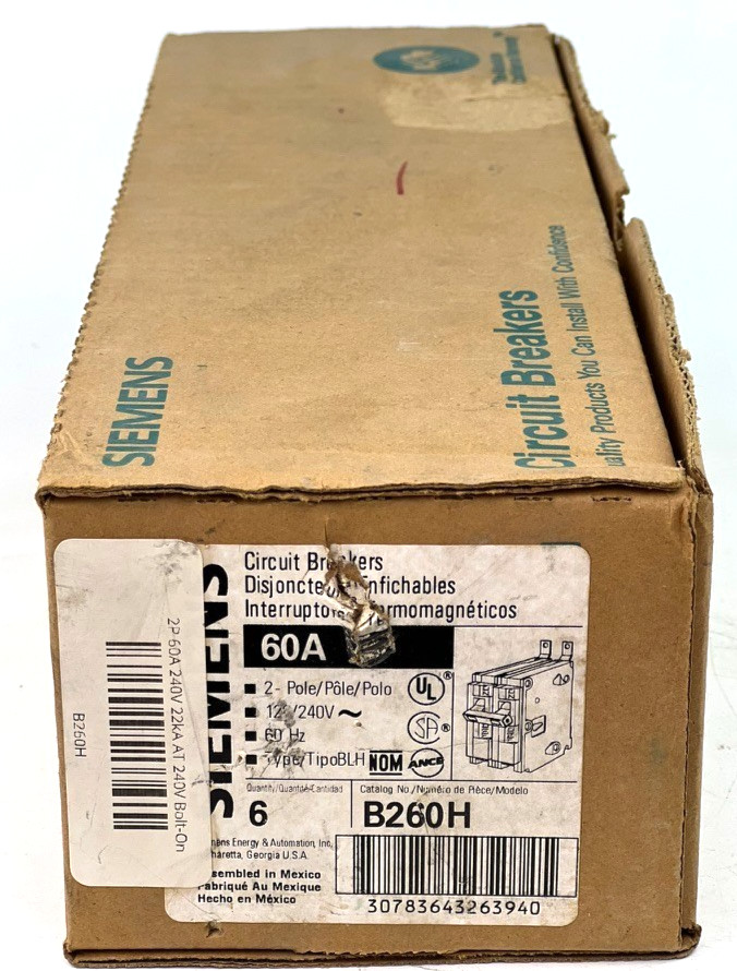 Siemens B260H 60 Amp 2 Pole Circuit Breaker Type BLH 240V Bolt On — NEW (1pc)