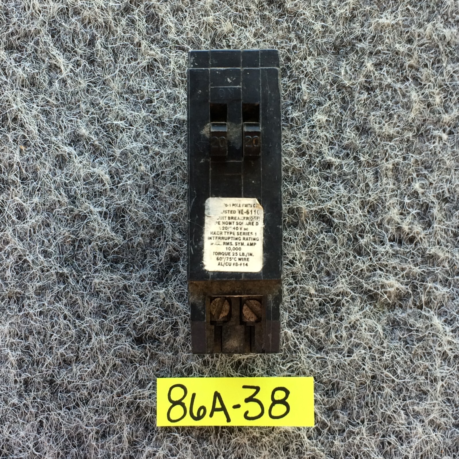 HOMT2020 Square D Tandem Circuit Breaker 20/20 Amp 1 Pole 120/240V Warranty NOS