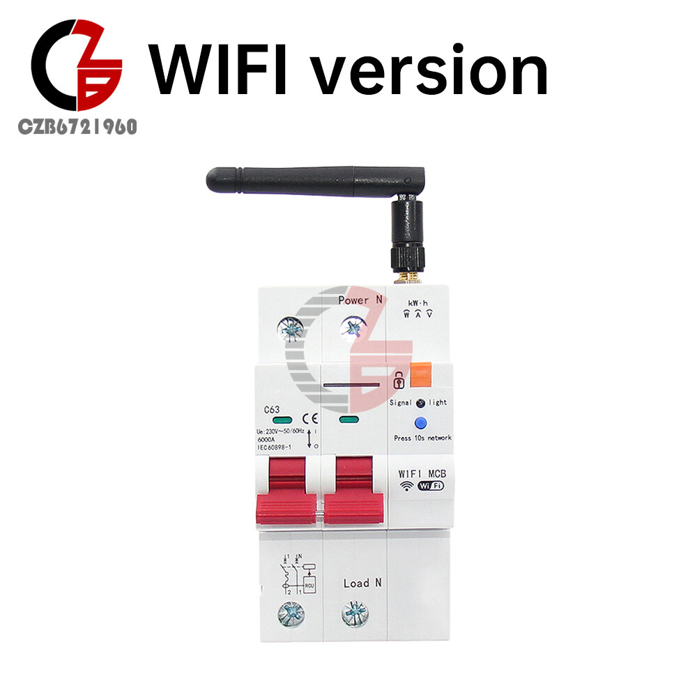 Tuya WIFI/Zigbee AC Smart Circuit Breaker Metering Remote Control On-Off Breaker