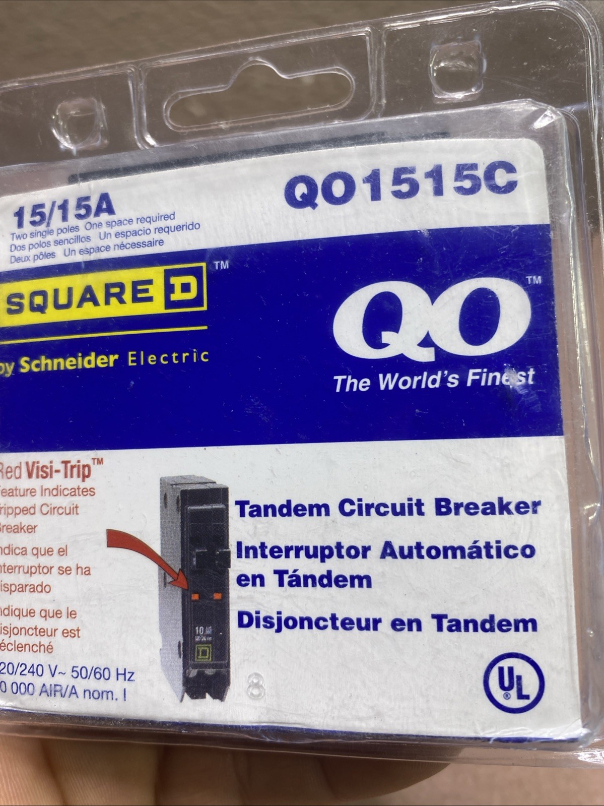 Square D Circuit Breaker 15/15A QO1515C Single Pole Tandem 1 Pole Breaker F1