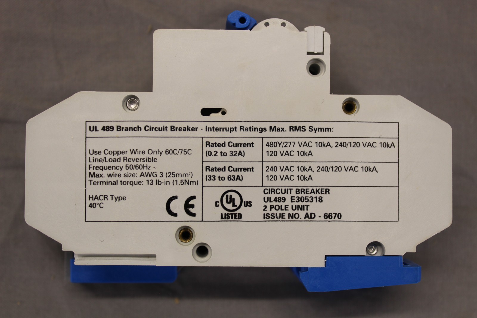 Altech 2 pole UL 489 E305318 branch circuit breaker
