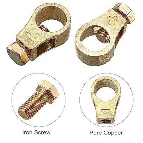 2 Pairs Battery Terminal Connectors Clips with Washers, Pure Copper Top Post Cla