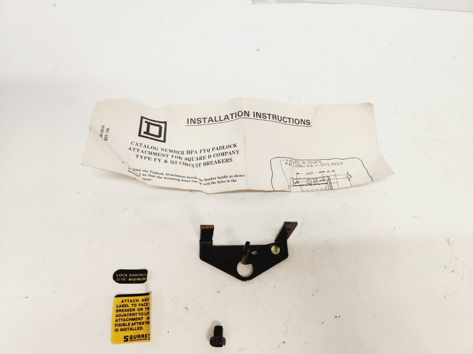 SQUARE D HPA FYQ CIRCUIT BREAKER HANDLE LOCK OFF KIT TYPE ” NEW OPN BOX”
