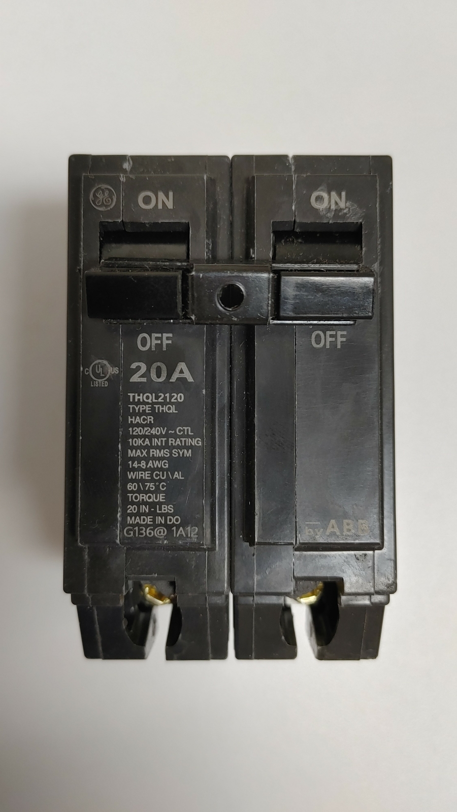 GE General Electric THQL2120 20-Amp 2-Pole 120/240VAC Breaker